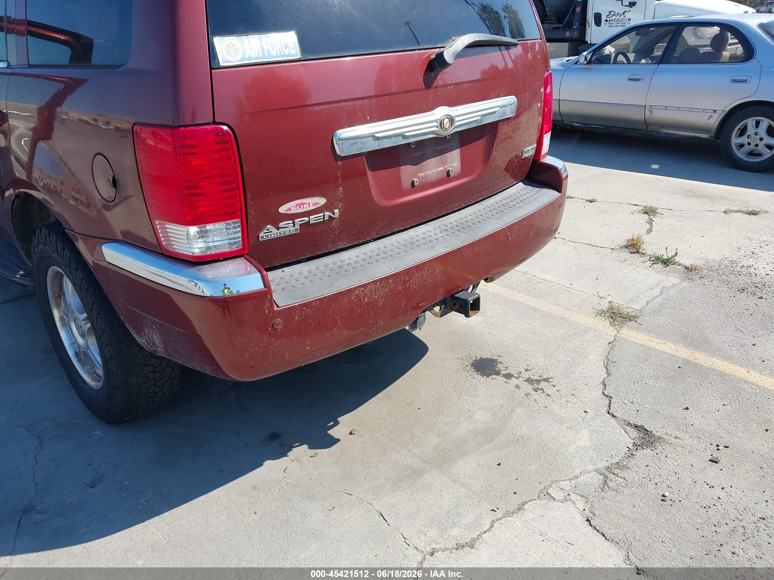 2007 Chrysler Aspen Limited Maroon vin: 1A8HW582X7F524924