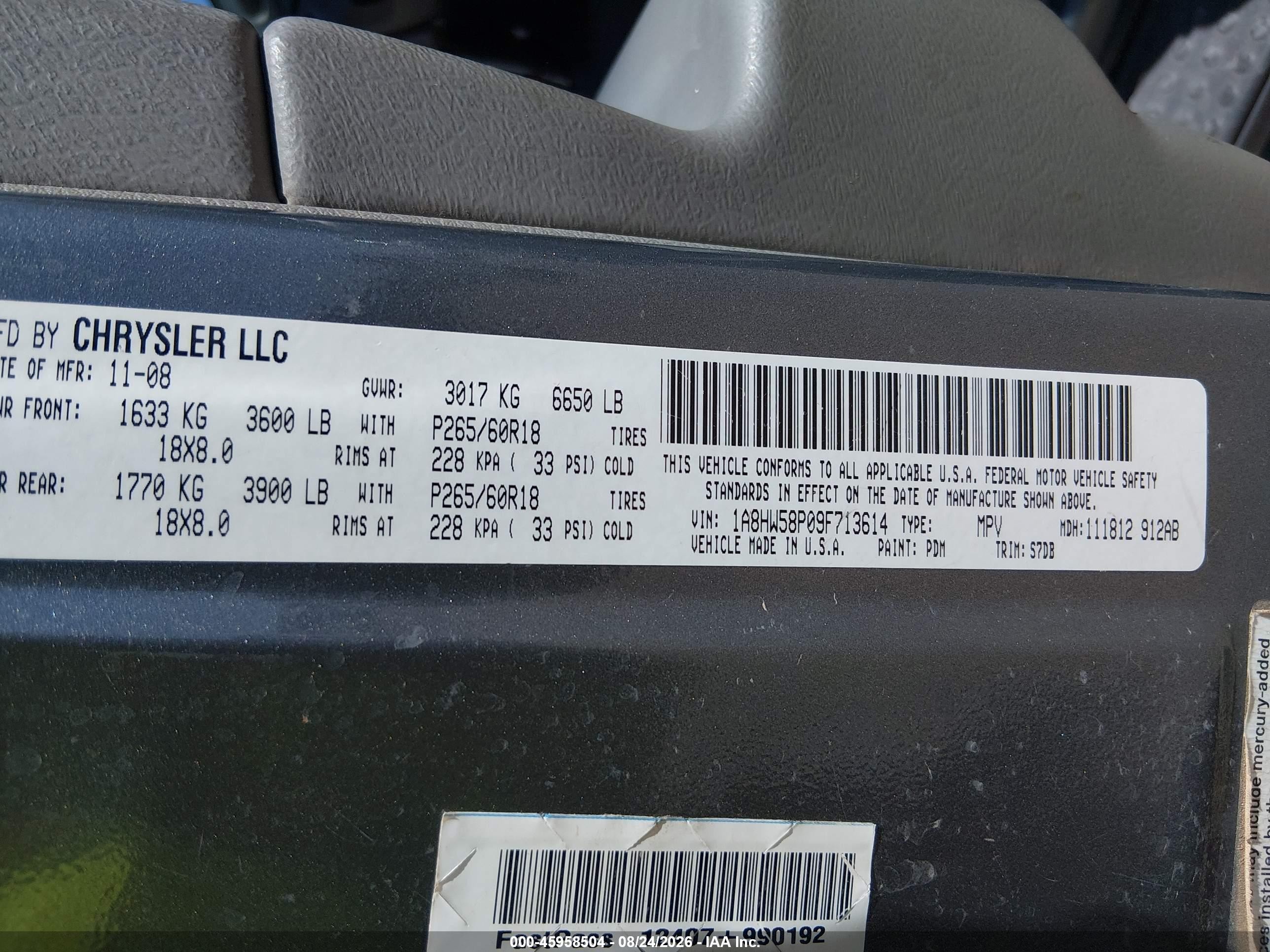 2009 Chrysler Aspen Limited Gray vin: 1A8HW58P09F713614