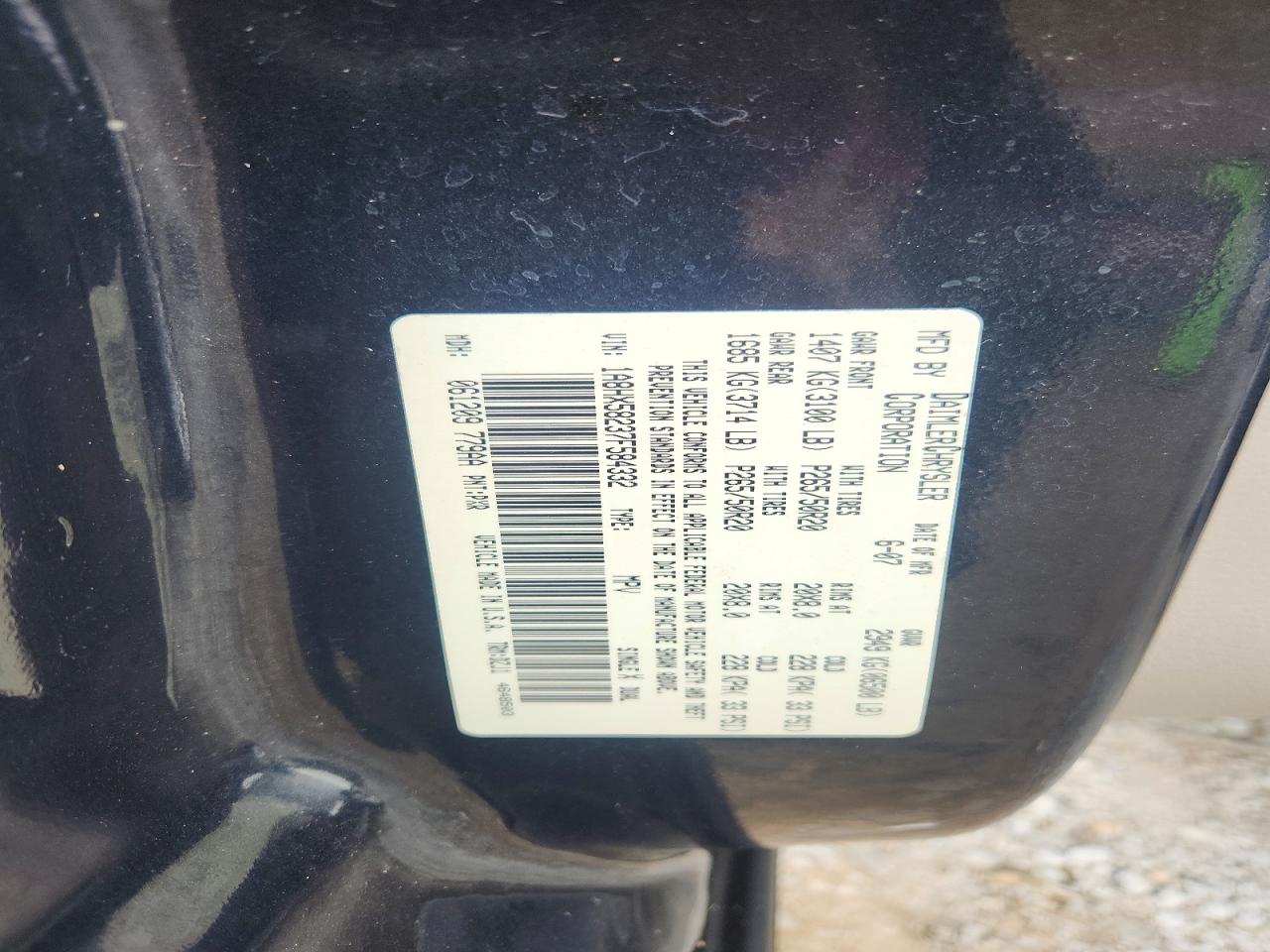 2007 Chrysler Aspen Limited Black vin: 1A8HX58237F584332