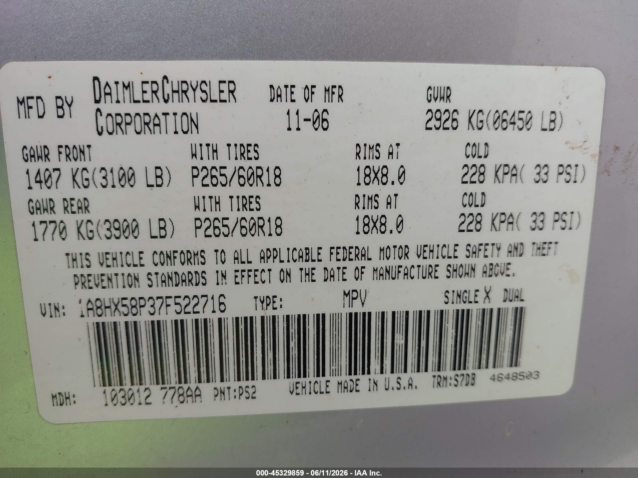 2007 Chrysler Aspen Limited Silver vin: 1A8HX58P37F522716