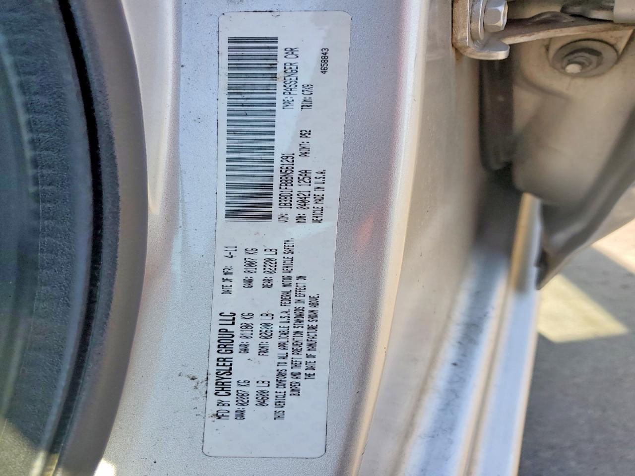 2011 Dodge Avenger Mainstreet Silver vin: 1B3BD1FB8BN561291