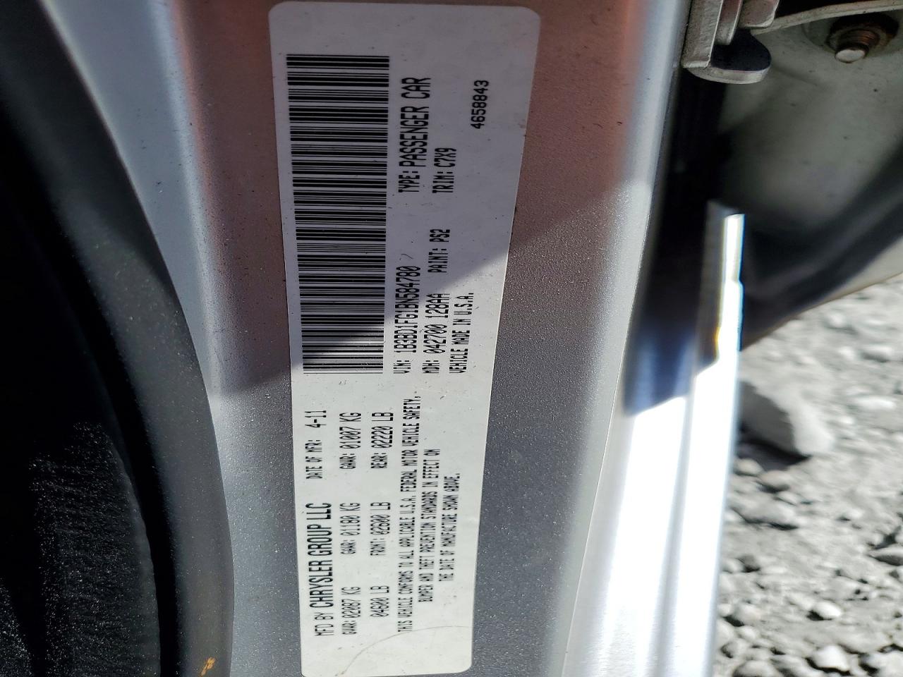 2011 Dodge Avenger Mainstreet Silver vin: 1B3BD1FG1BN584780