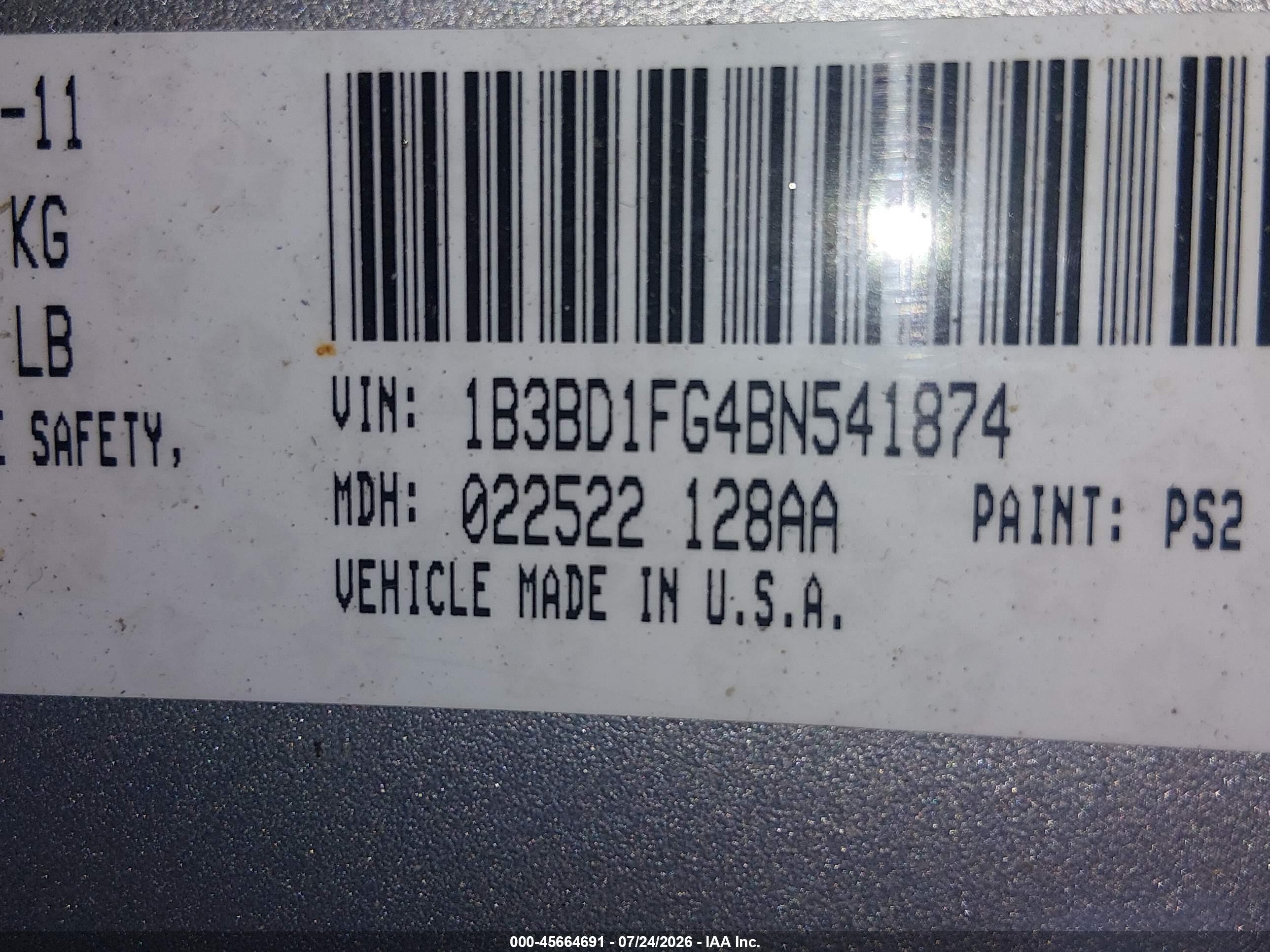 2011 Dodge Avenger Mainstreet Silver vin: 1B3BD1FG4BN541874