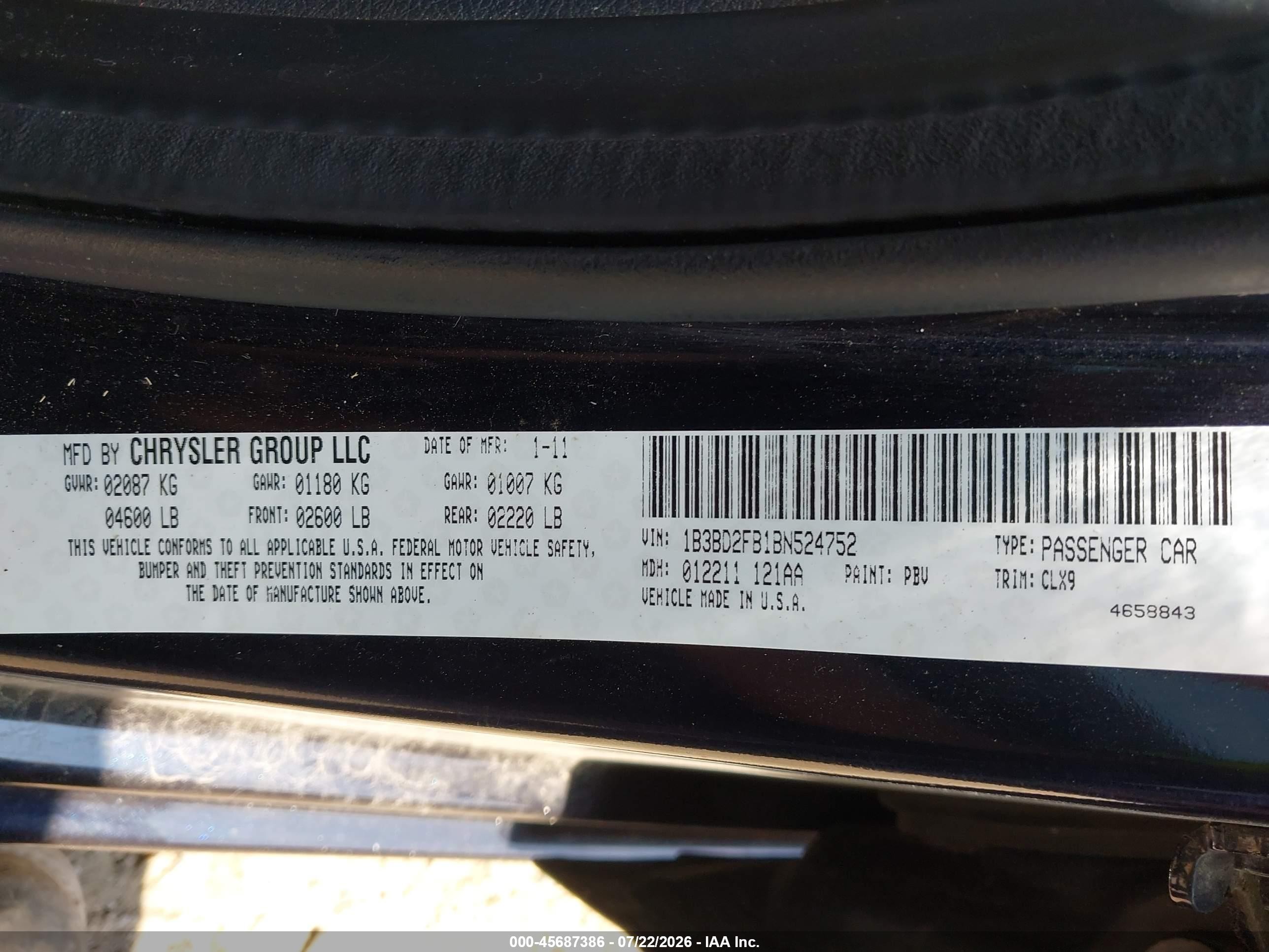 2011 Dodge Avenger Lux Dark Blue vin: 1B3BD2FB1BN524752