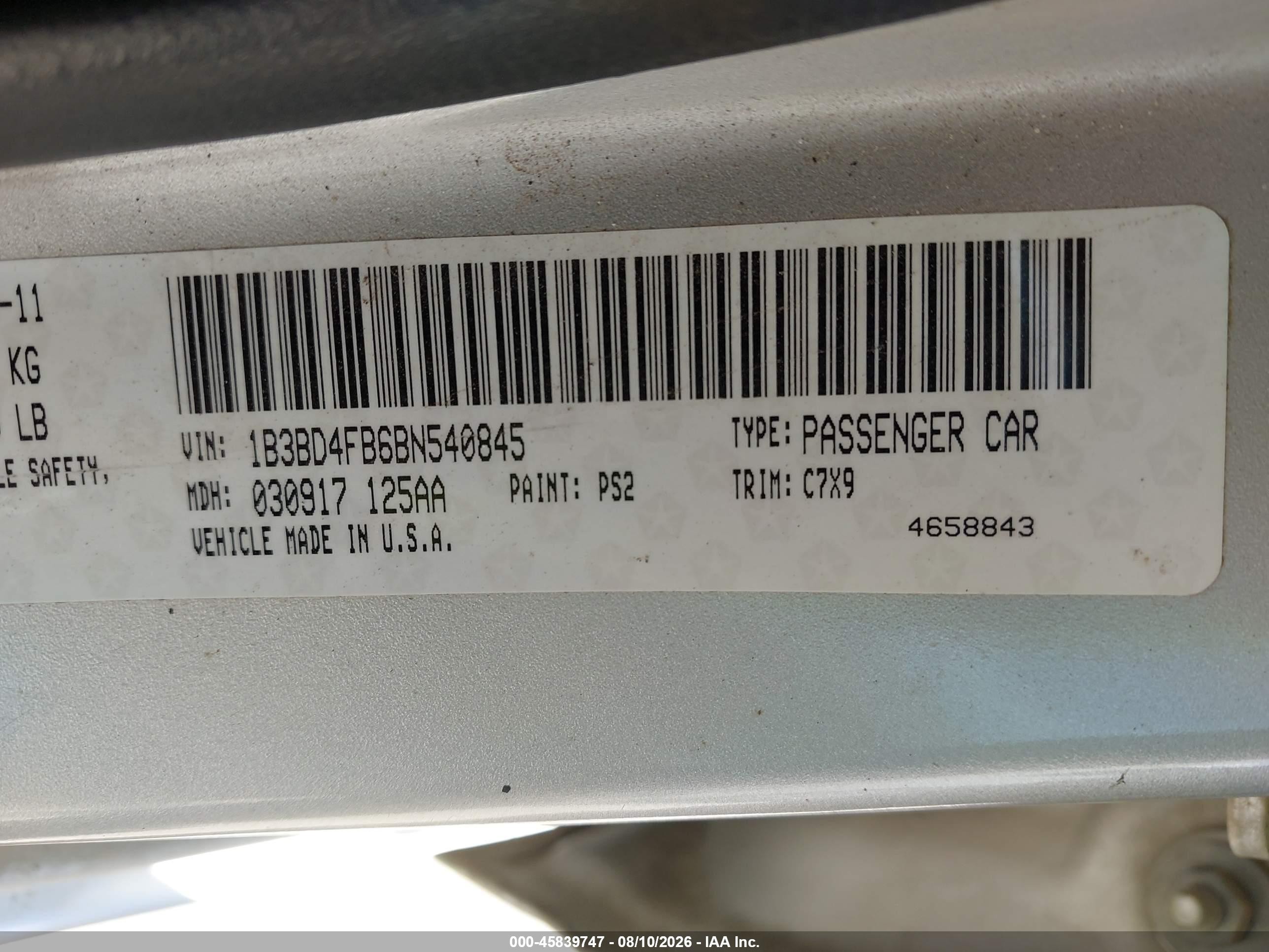 2011 Dodge Avenger Express Silver vin: 1B3BD4FB6BN540845