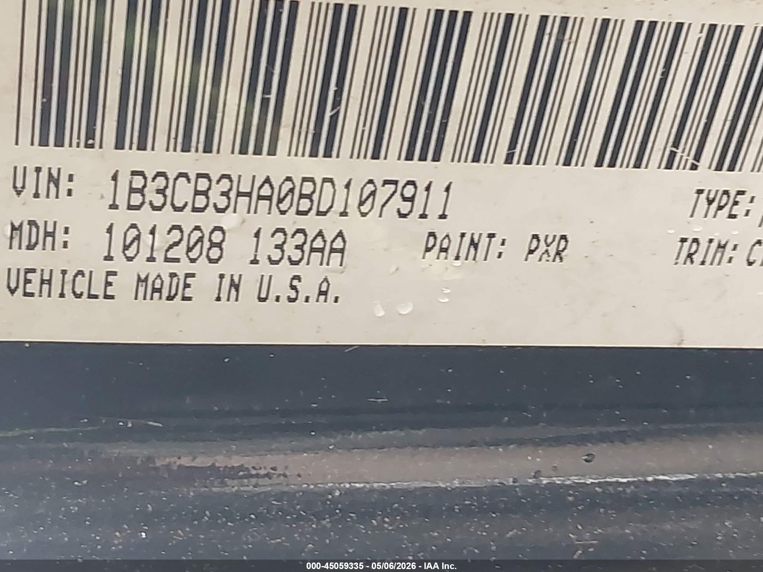 2011 Dodge Caliber Mainstreet Black vin: 1B3CB3HA0BD107911