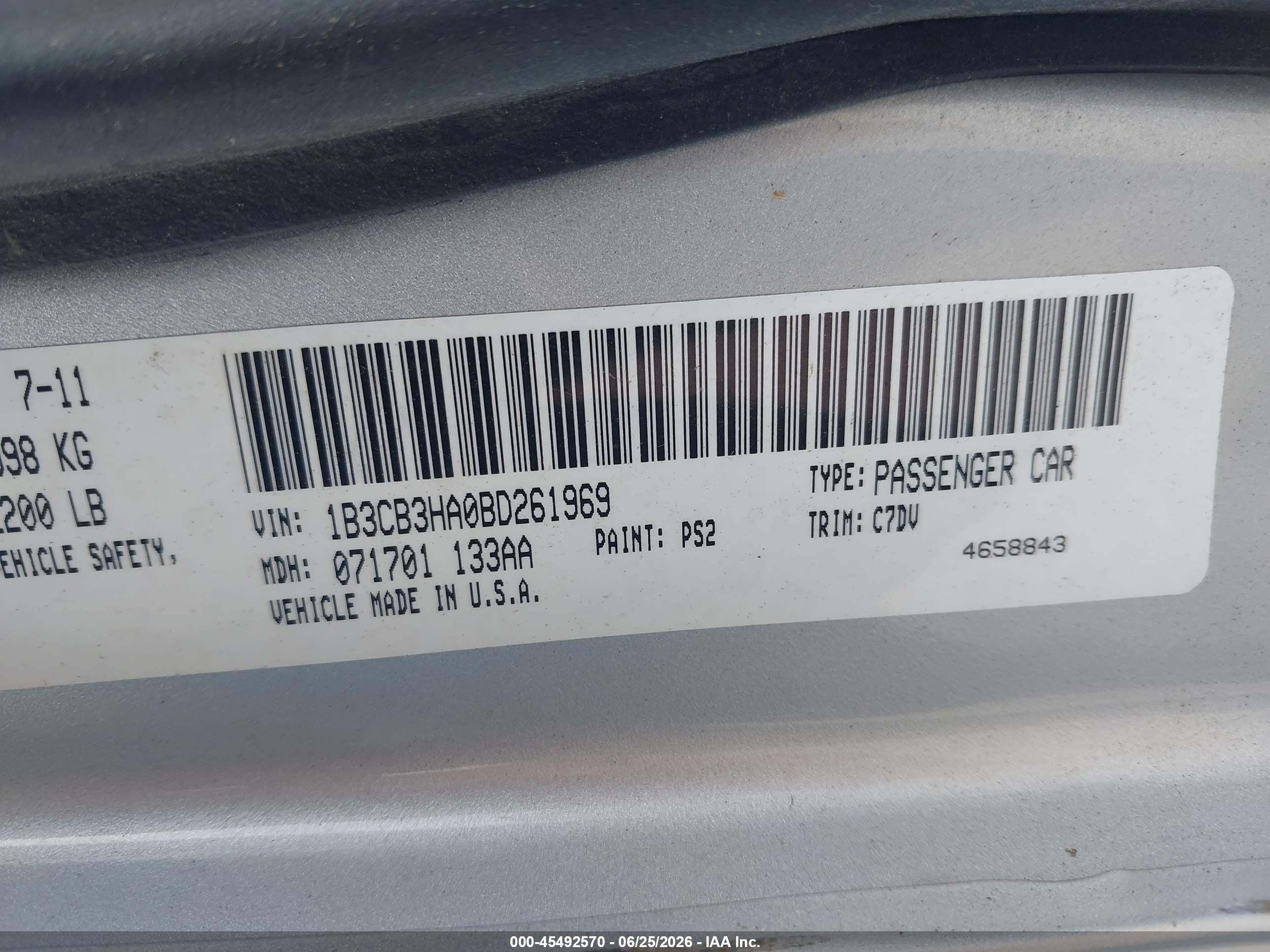 2011 Dodge Caliber Mainstreet Серебряный vin: 1B3CB3HA0BD261969