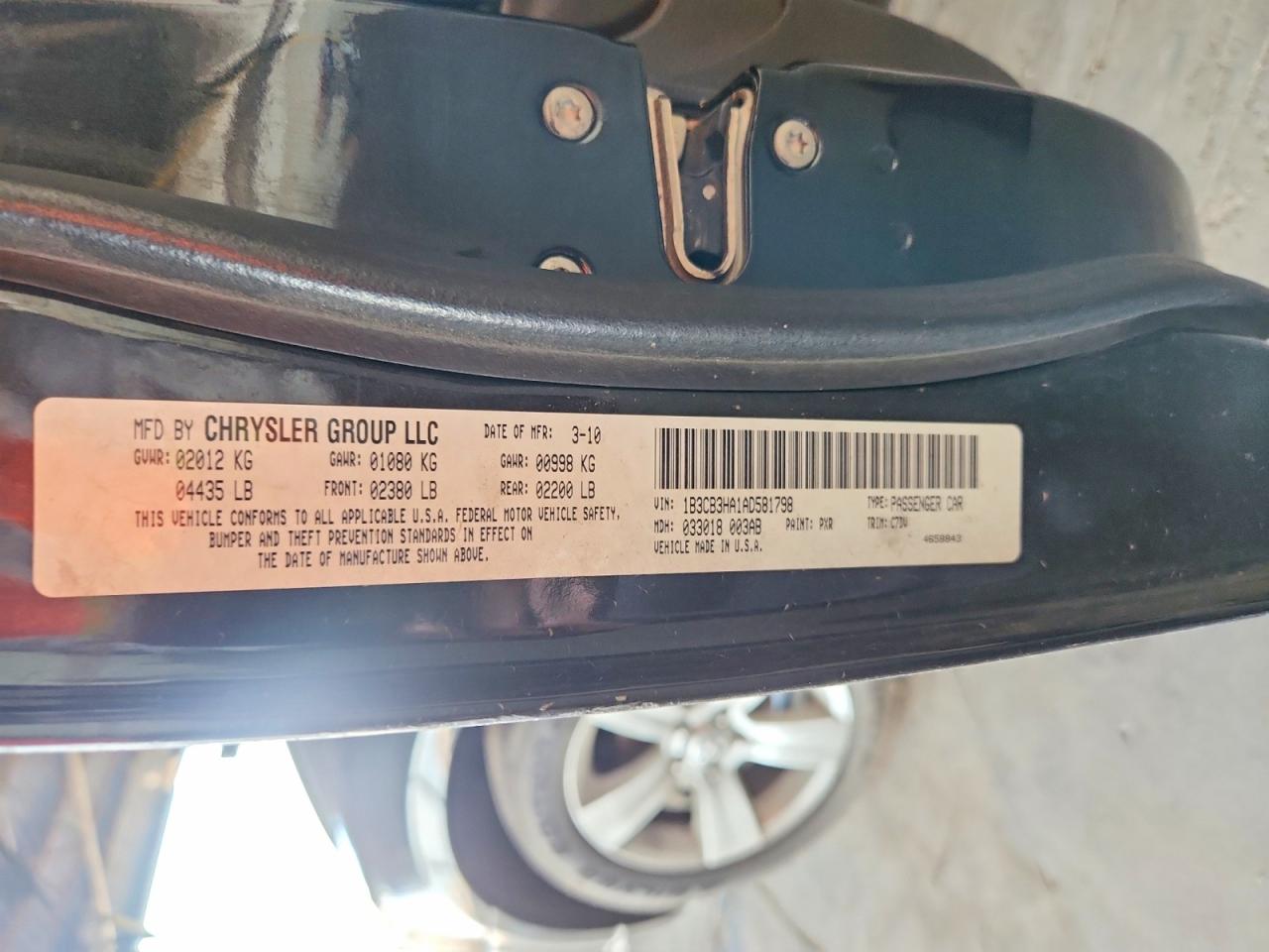 2010 Dodge Caliber Mainstreet Black vin: 1B3CB3HA1AD581798