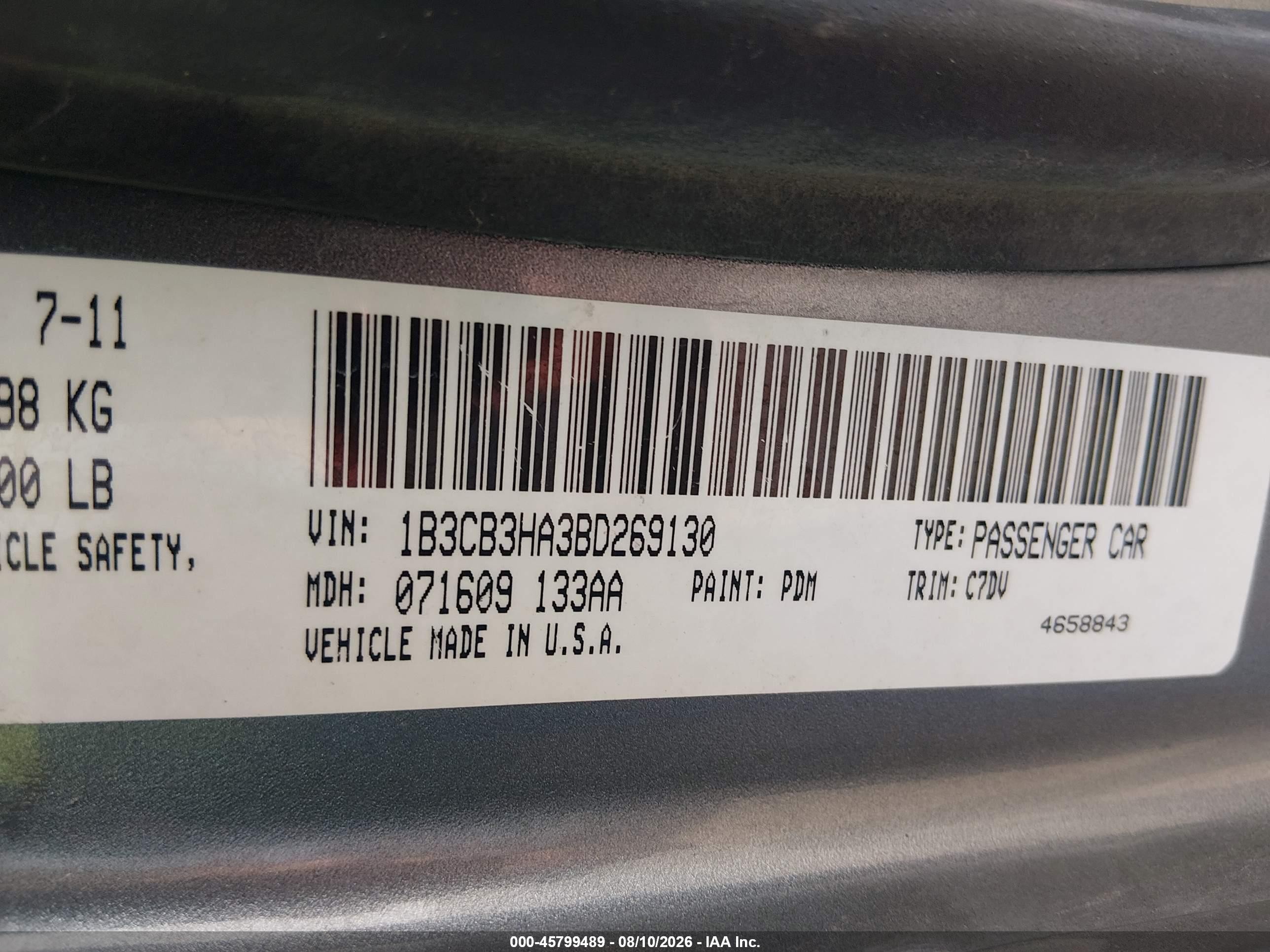 2011 Dodge Caliber Mainstreet Gray vin: 1B3CB3HA3BD269130