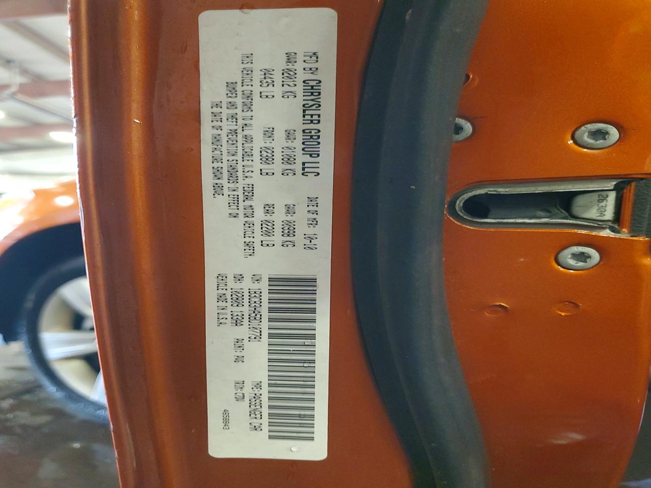 2011 Dodge Caliber Mainstreet Orange vin: 1B3CB3HA5BD107791