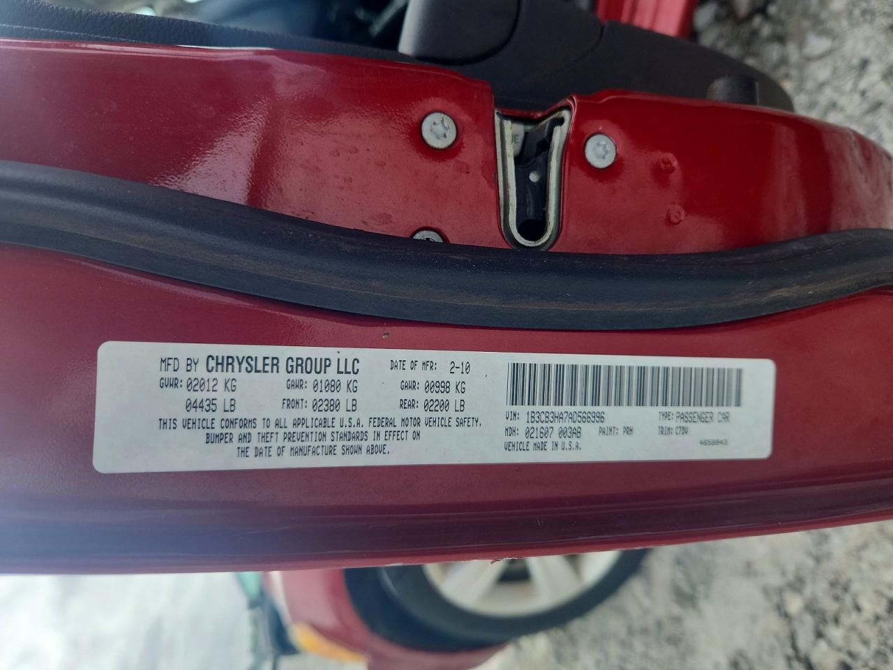 2010 Dodge Caliber Mainstreet Red vin: 1B3CB3HA7AD566996