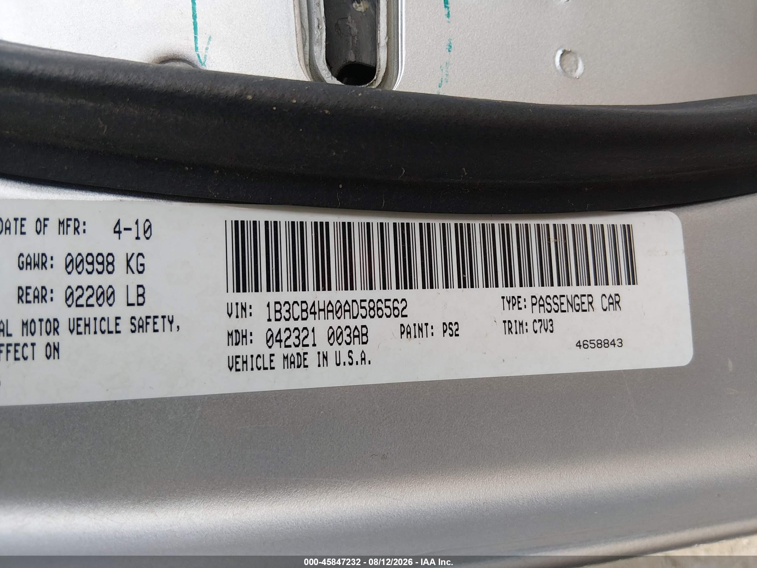 2010 Dodge Caliber Sxt Silver vin: 1B3CB4HA0AD586562