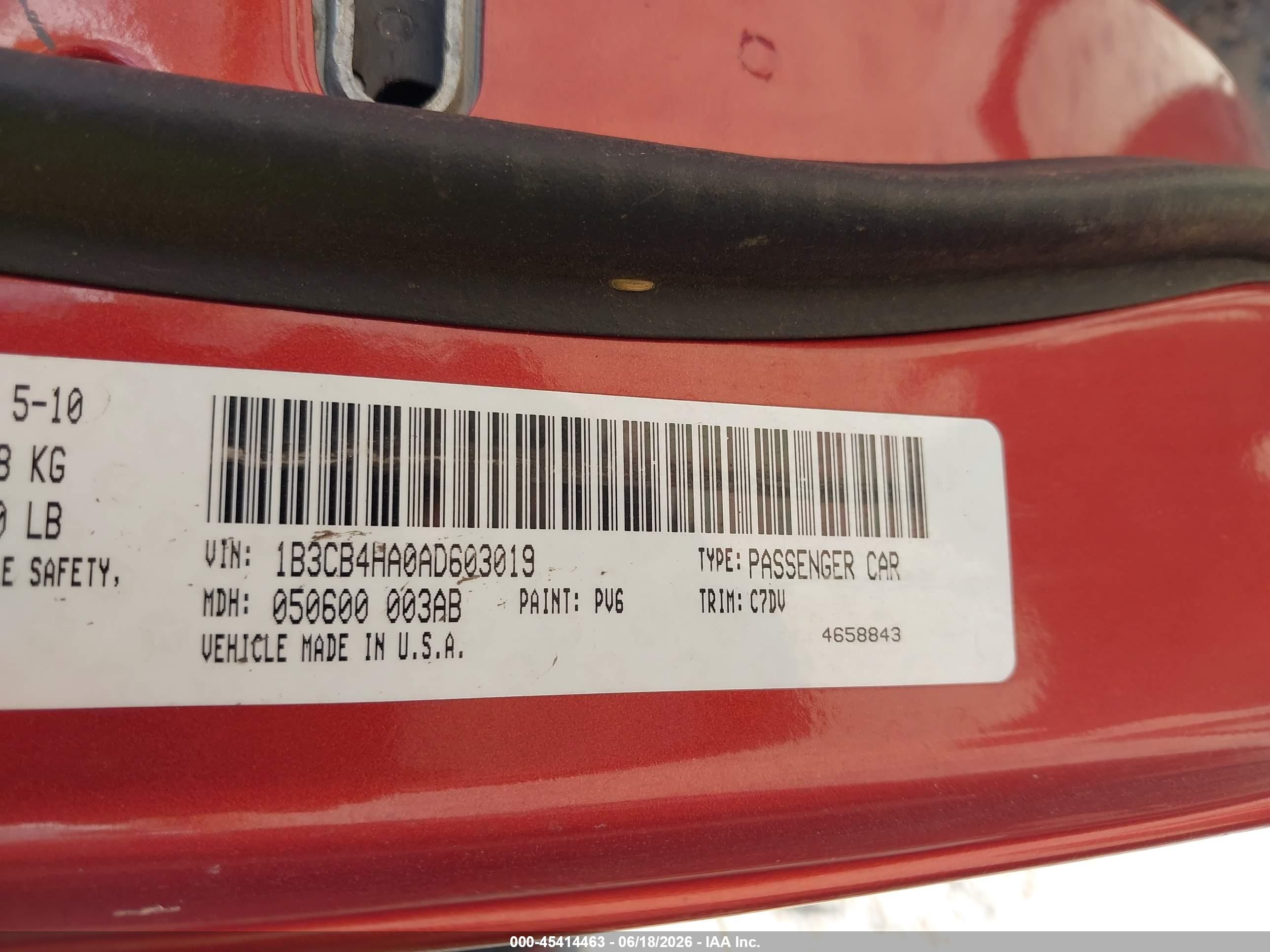2010 Dodge Caliber Sxt Orange vin: 1B3CB4HA0AD603019