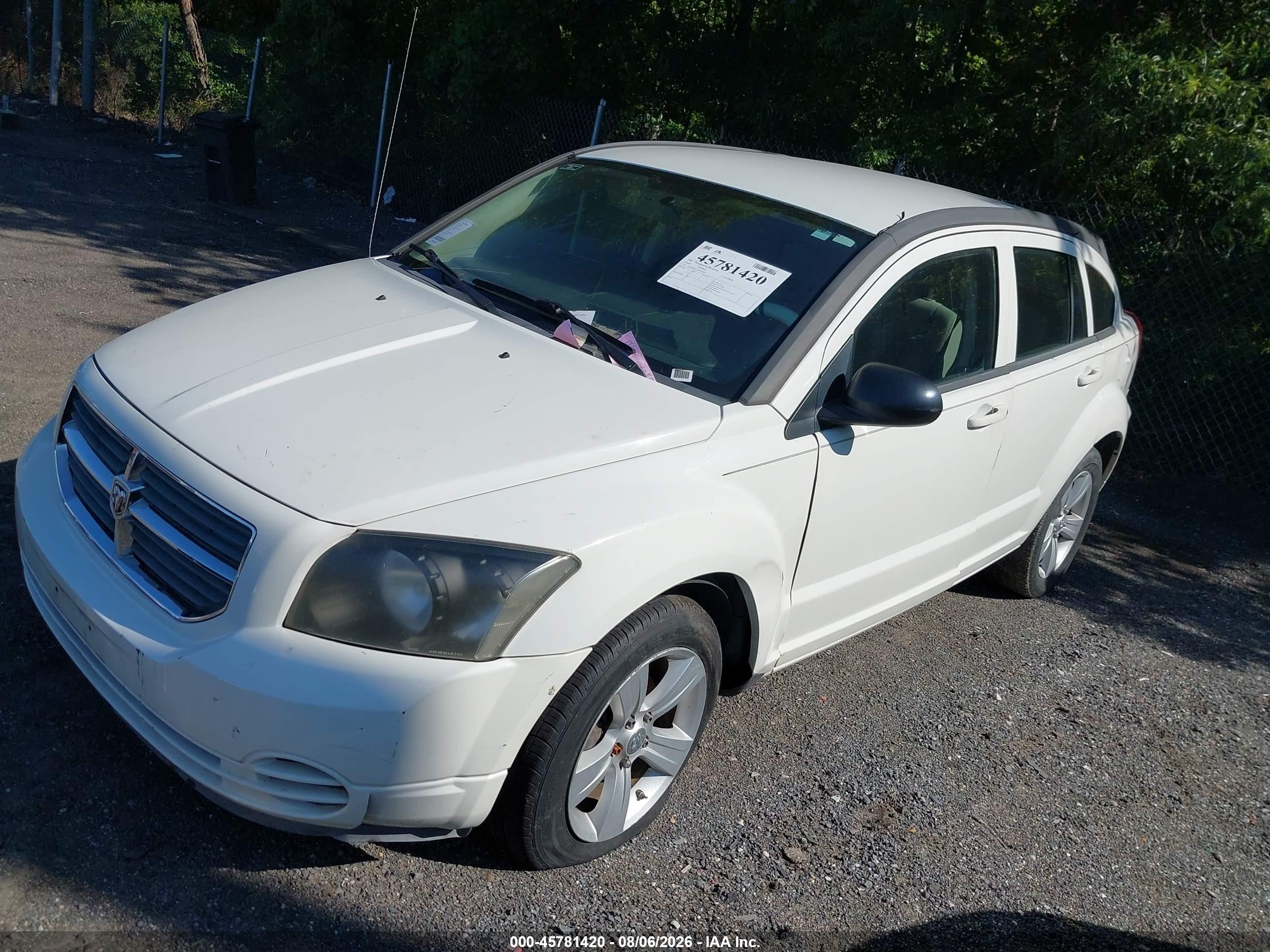 2010 Dodge Caliber Sxt White vin: 1B3CB4HA7AD532207