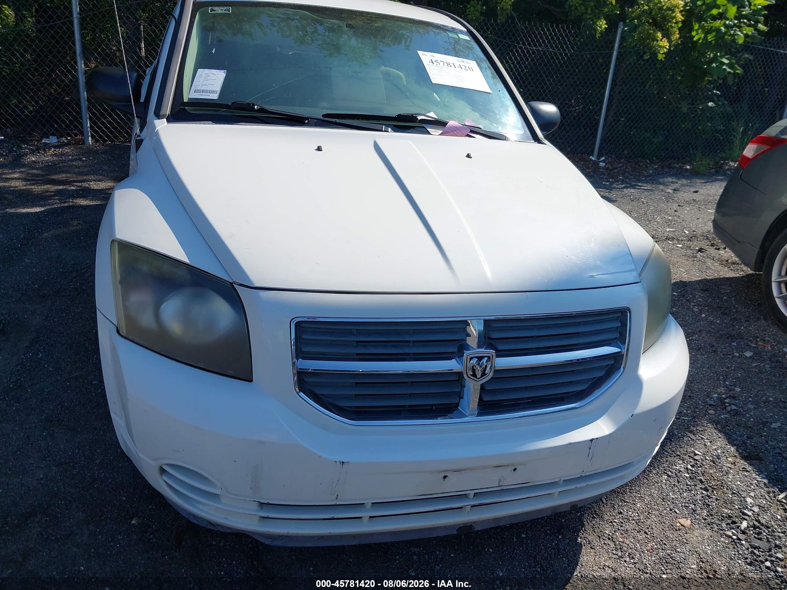 2010 Dodge Caliber Sxt White vin: 1B3CB4HA7AD532207
