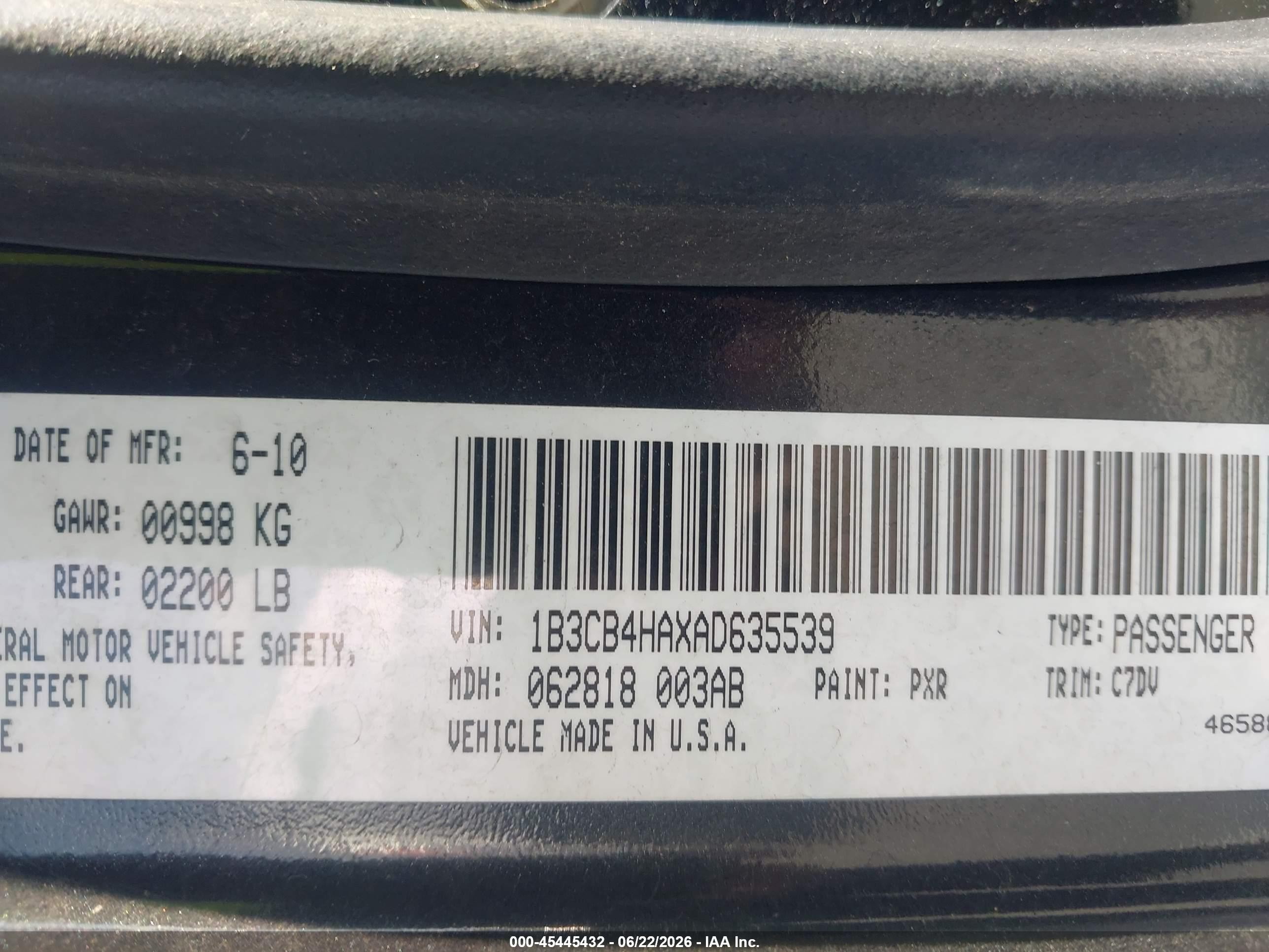 2010 Dodge Caliber Sxt Black vin: 1B3CB4HAXAD635539