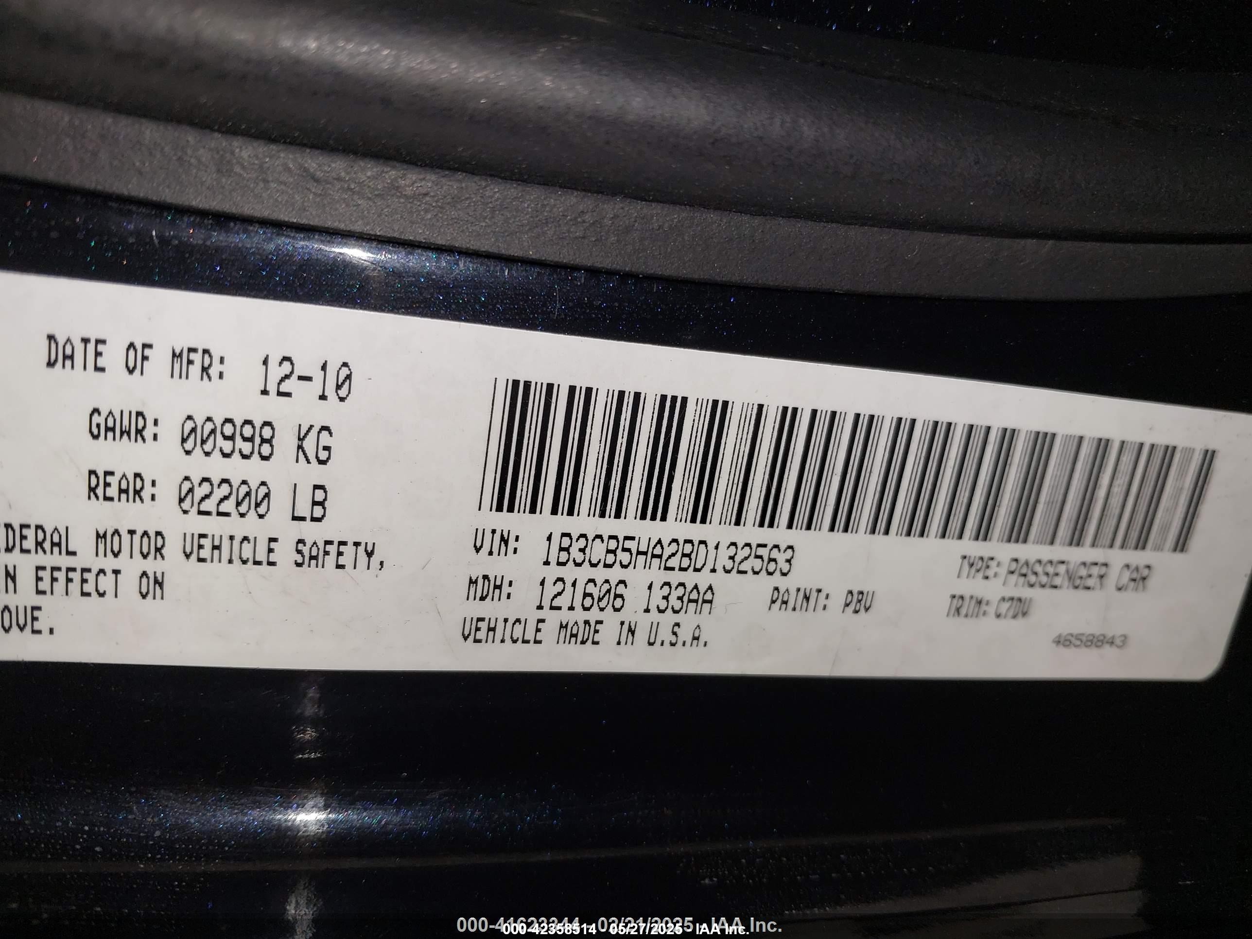 2011 Dodge Caliber Heat Синий vin: 1B3CB5HA2BD132563