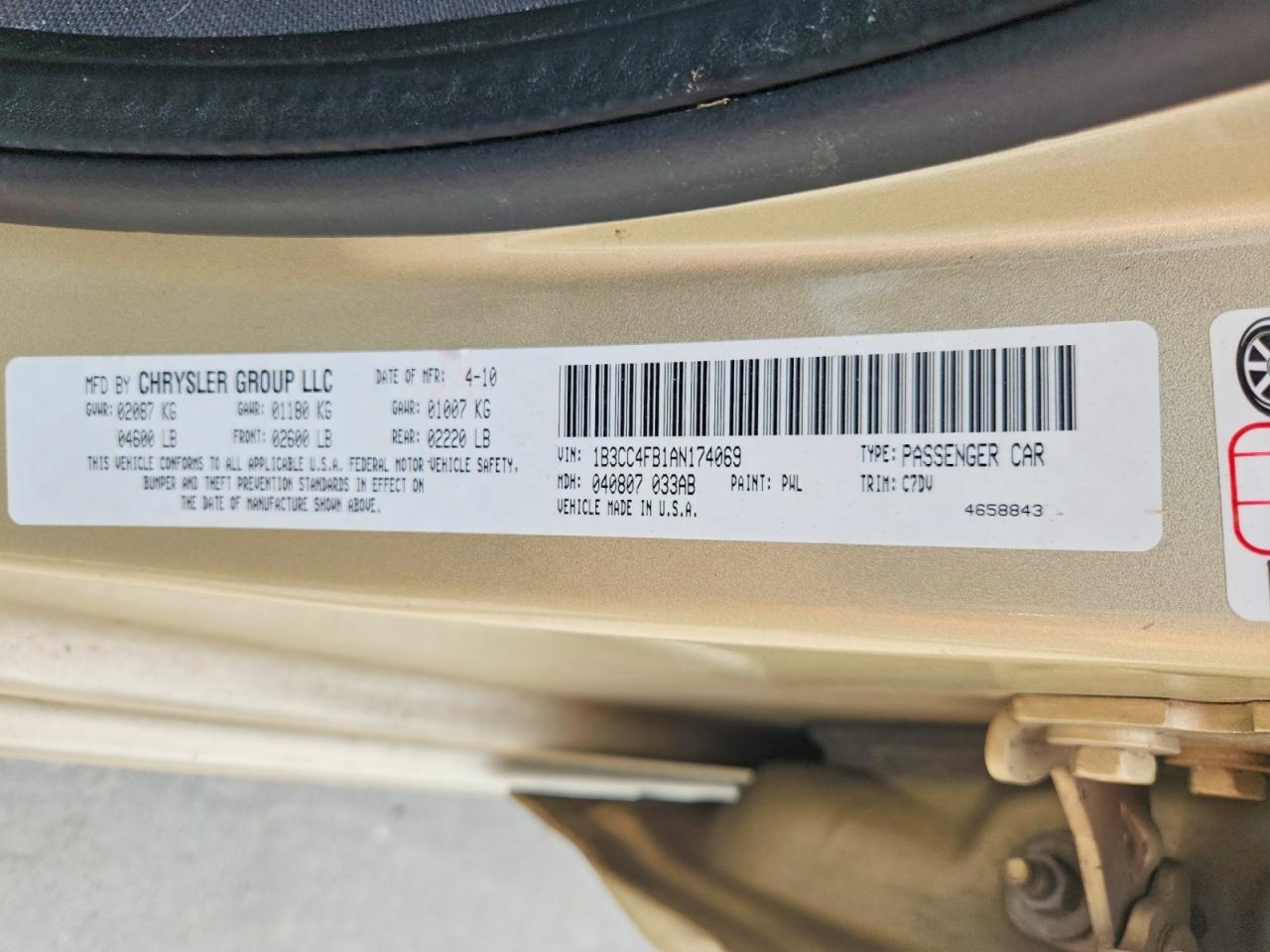 2010 Dodge Avenger Sxt Gold vin: 1B3CC4FB1AN174069