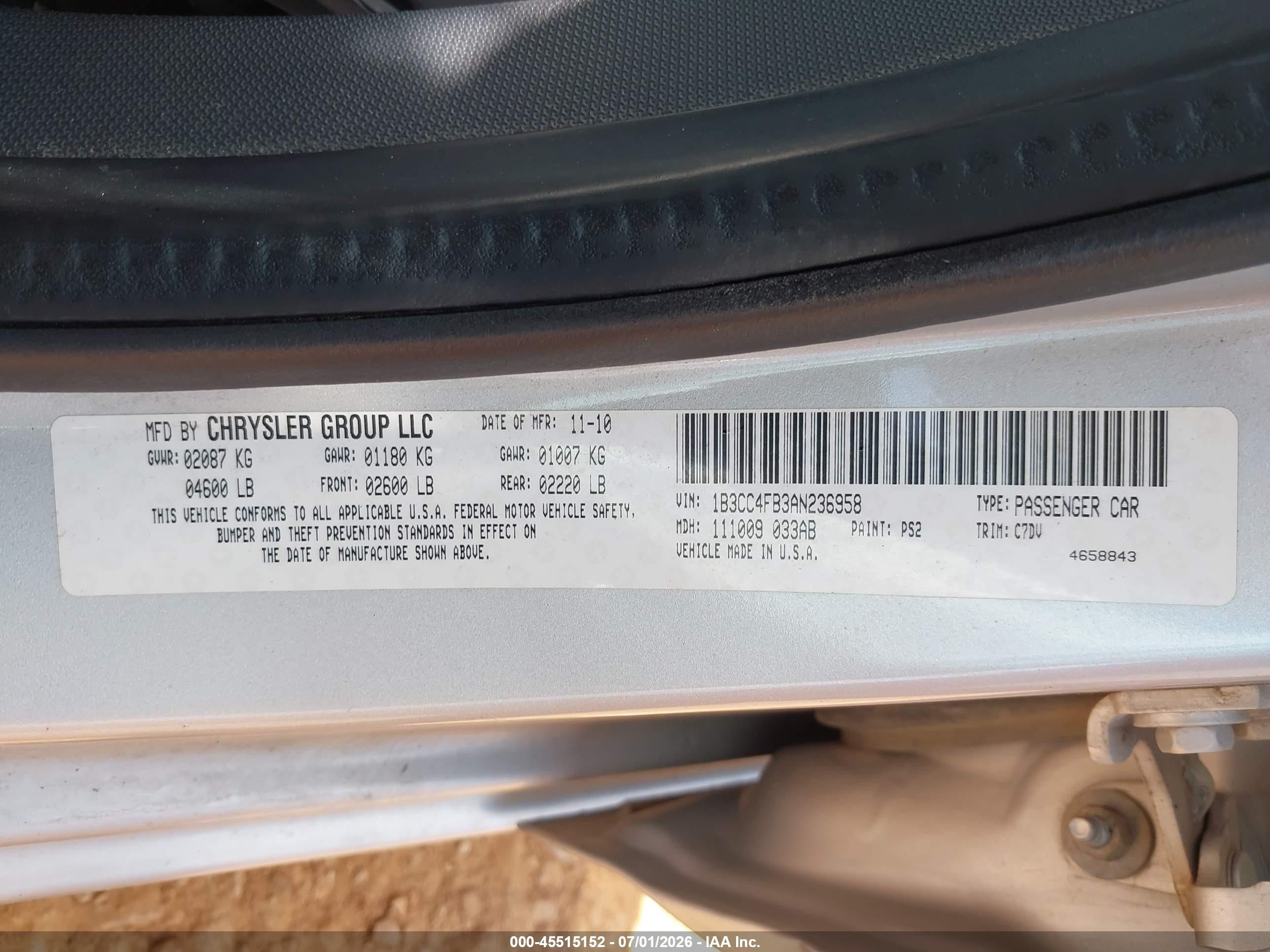 2010 Dodge Avenger Sxt Silver vin: 1B3CC4FB3AN236958