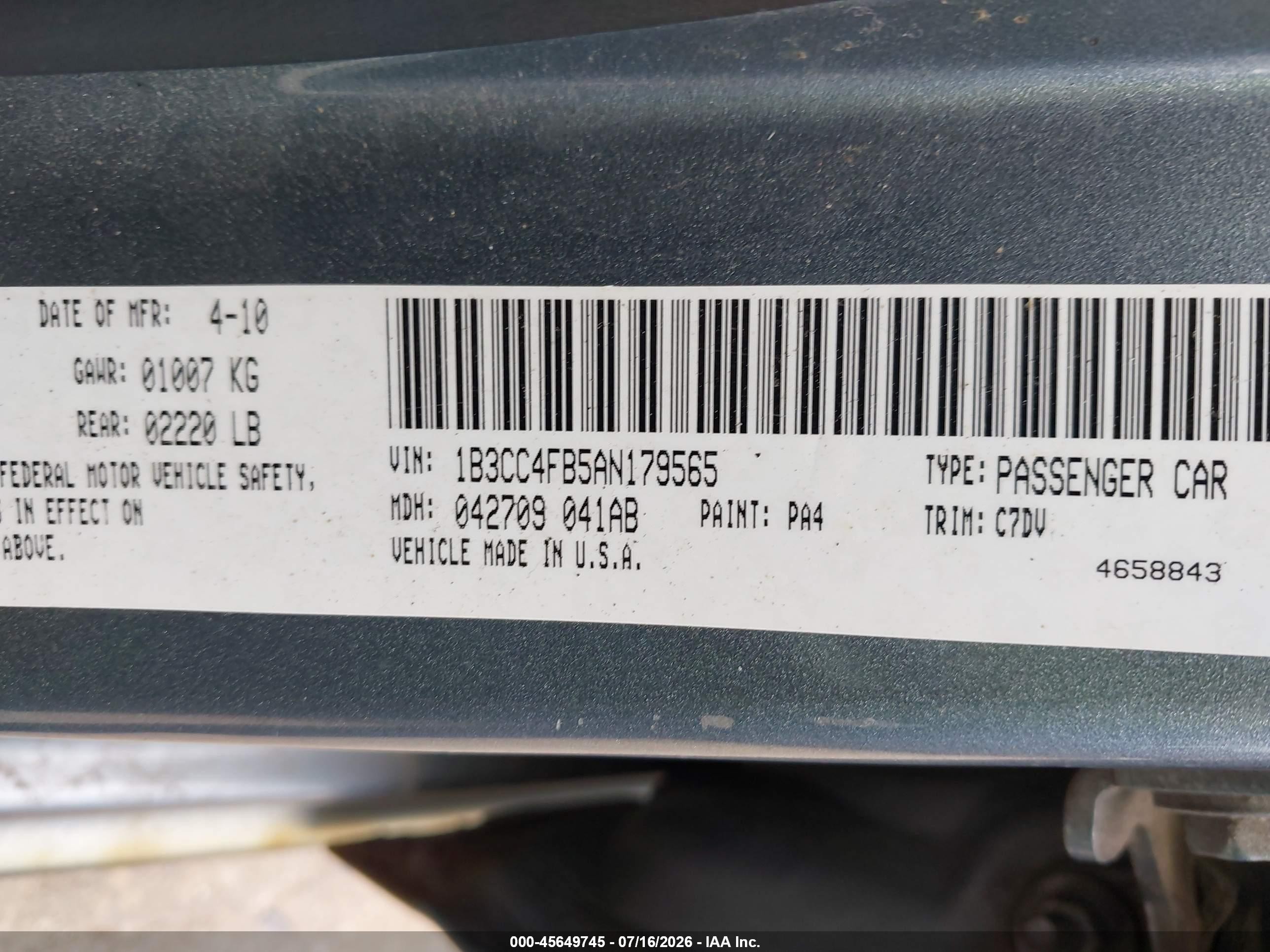 2010 Dodge Avenger Sxt Gray vin: 1B3CC4FB5AN179565