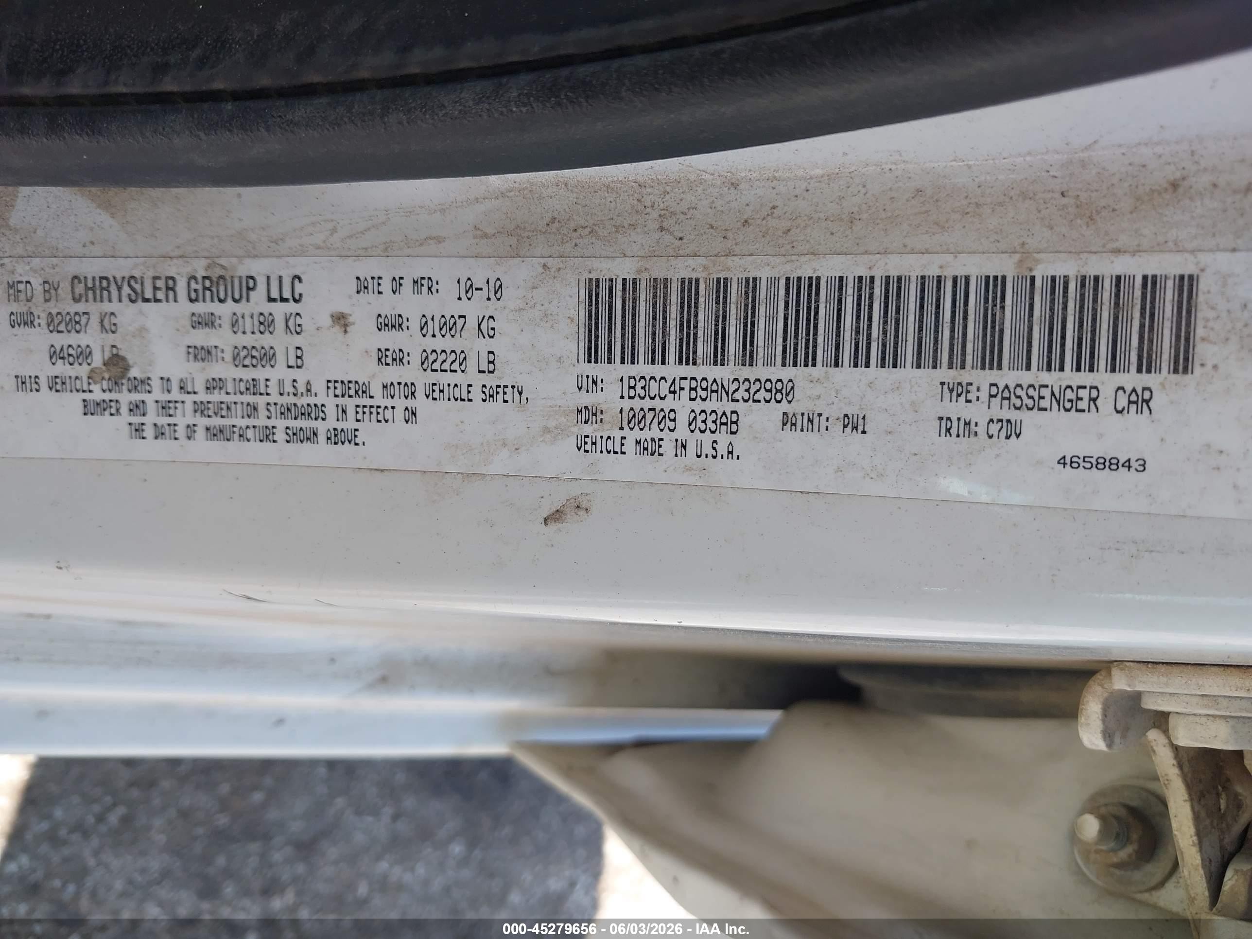 2010 Dodge Avenger Sxt White vin: 1B3CC4FB9AN232980