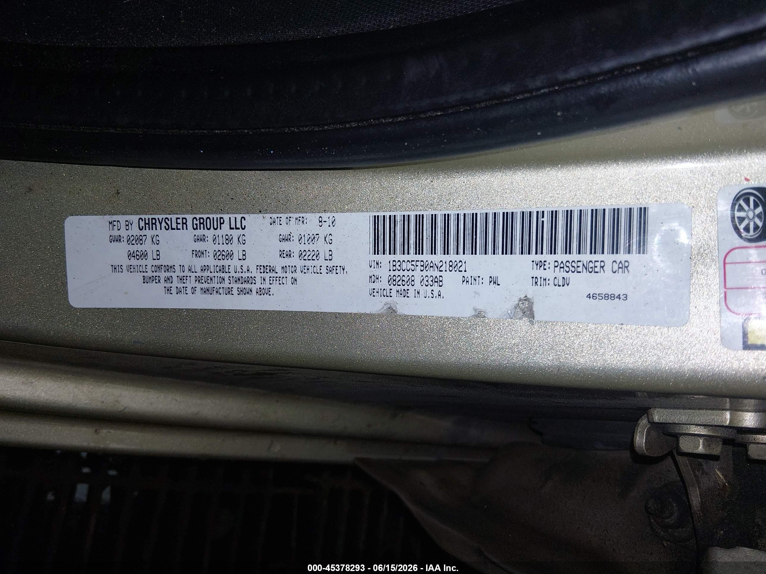 2010 Dodge Avenger R/t Gold vin: 1B3CC5FB0AN218021