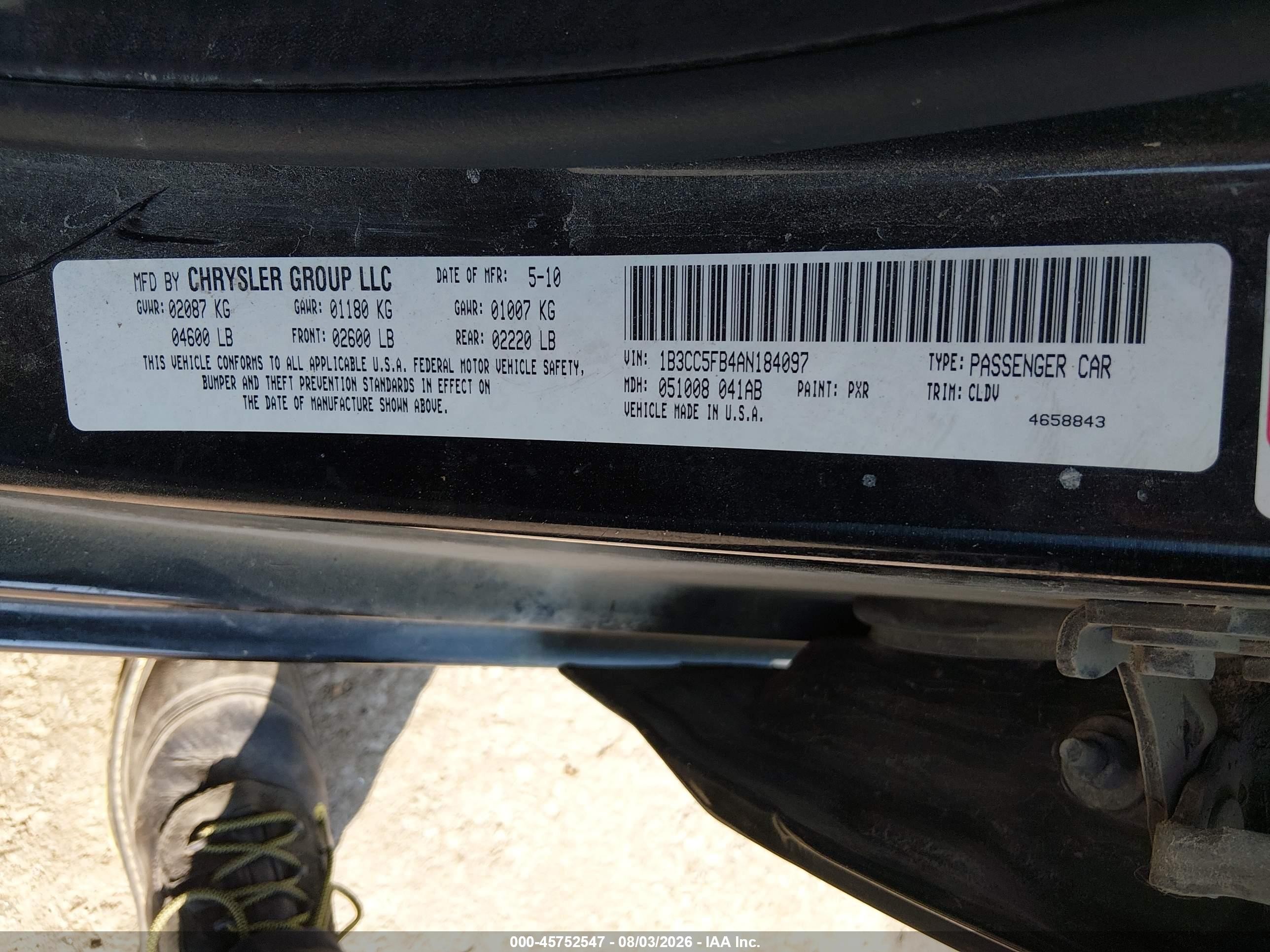 2010 Dodge Avenger R/t Black vin: 1B3CC5FB4AN184097