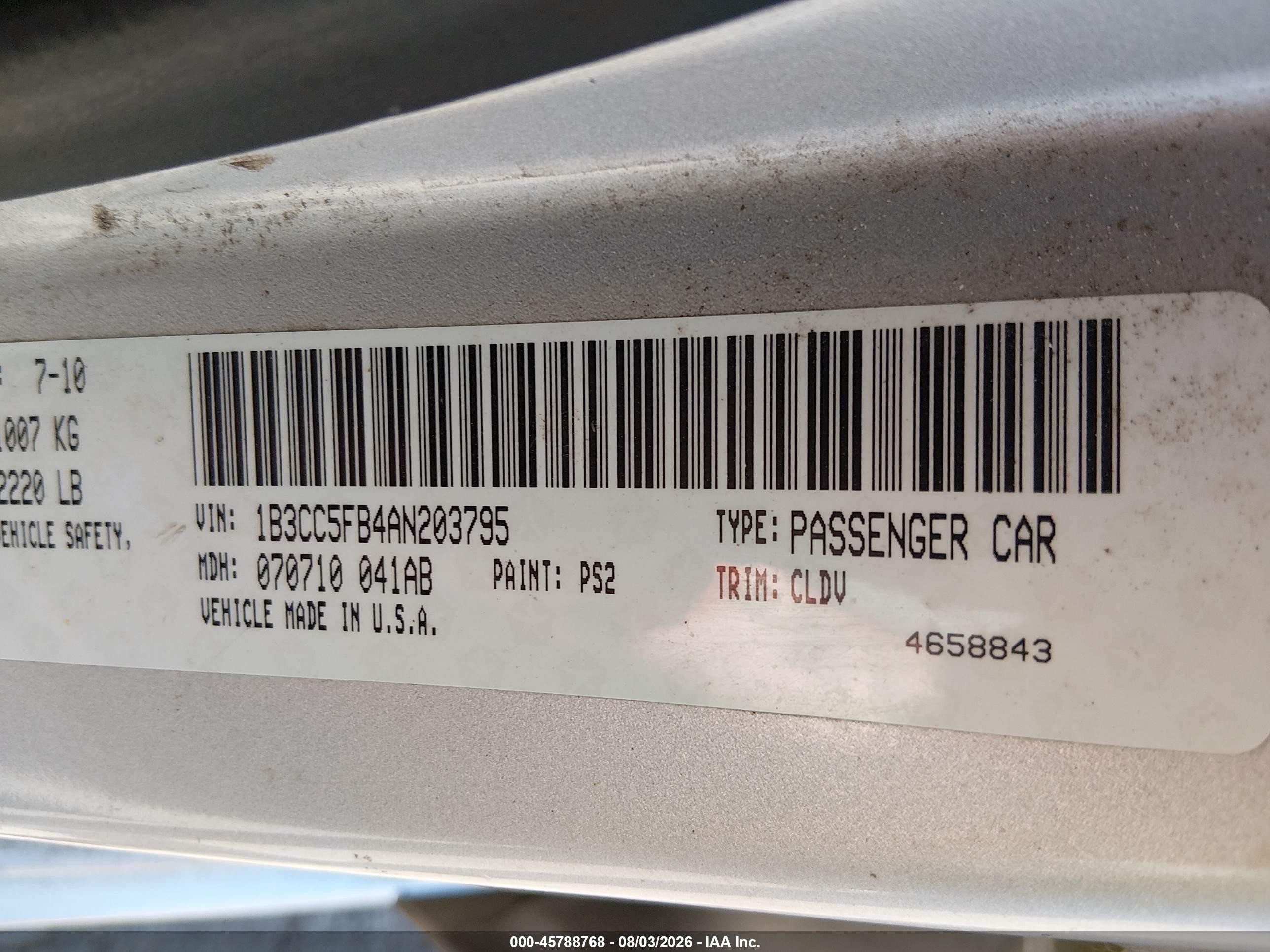 2010 Dodge Avenger R/t Silver vin: 1B3CC5FB4AN203795