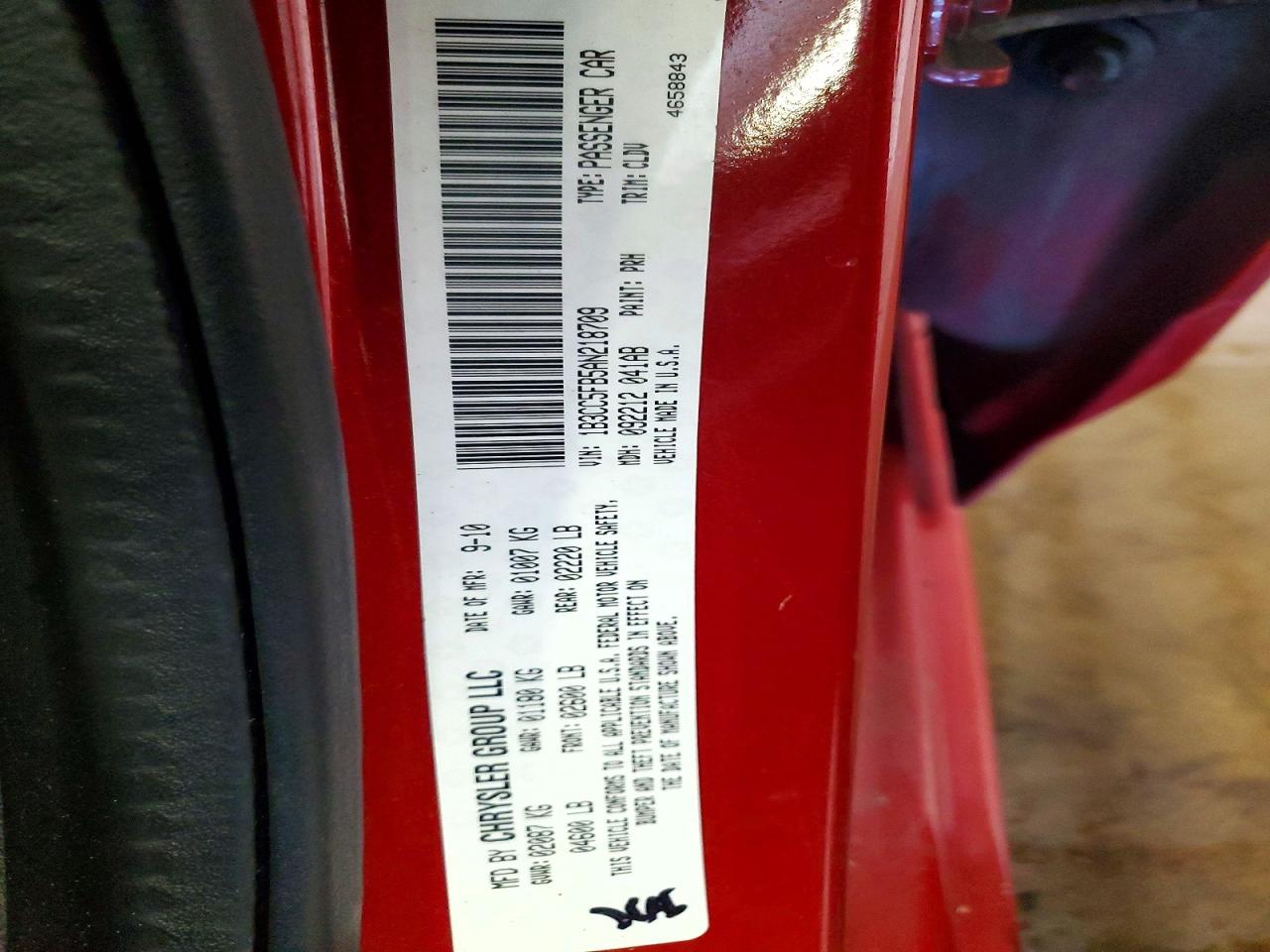 2010 Dodge Avenger R/t Red vin: 1B3CC5FB5AN218709