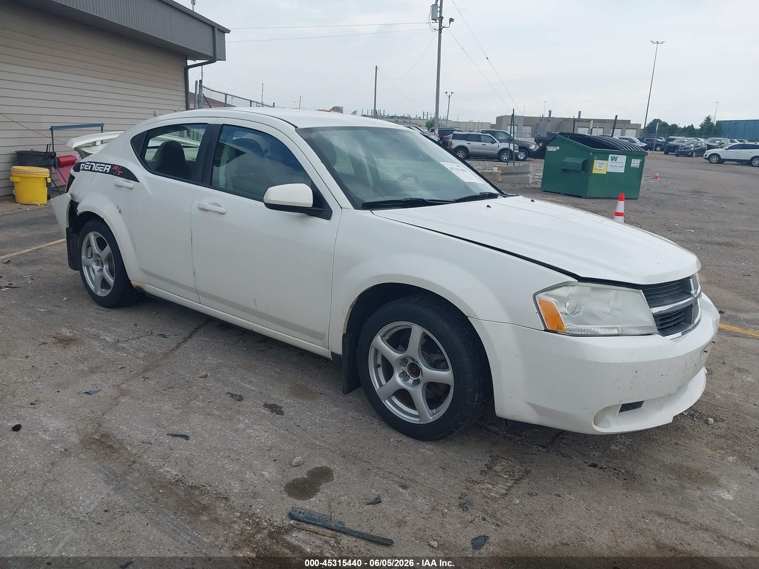 2010 Dodge Avenger R/t White vin: 1B3CC5FB8AN138658
