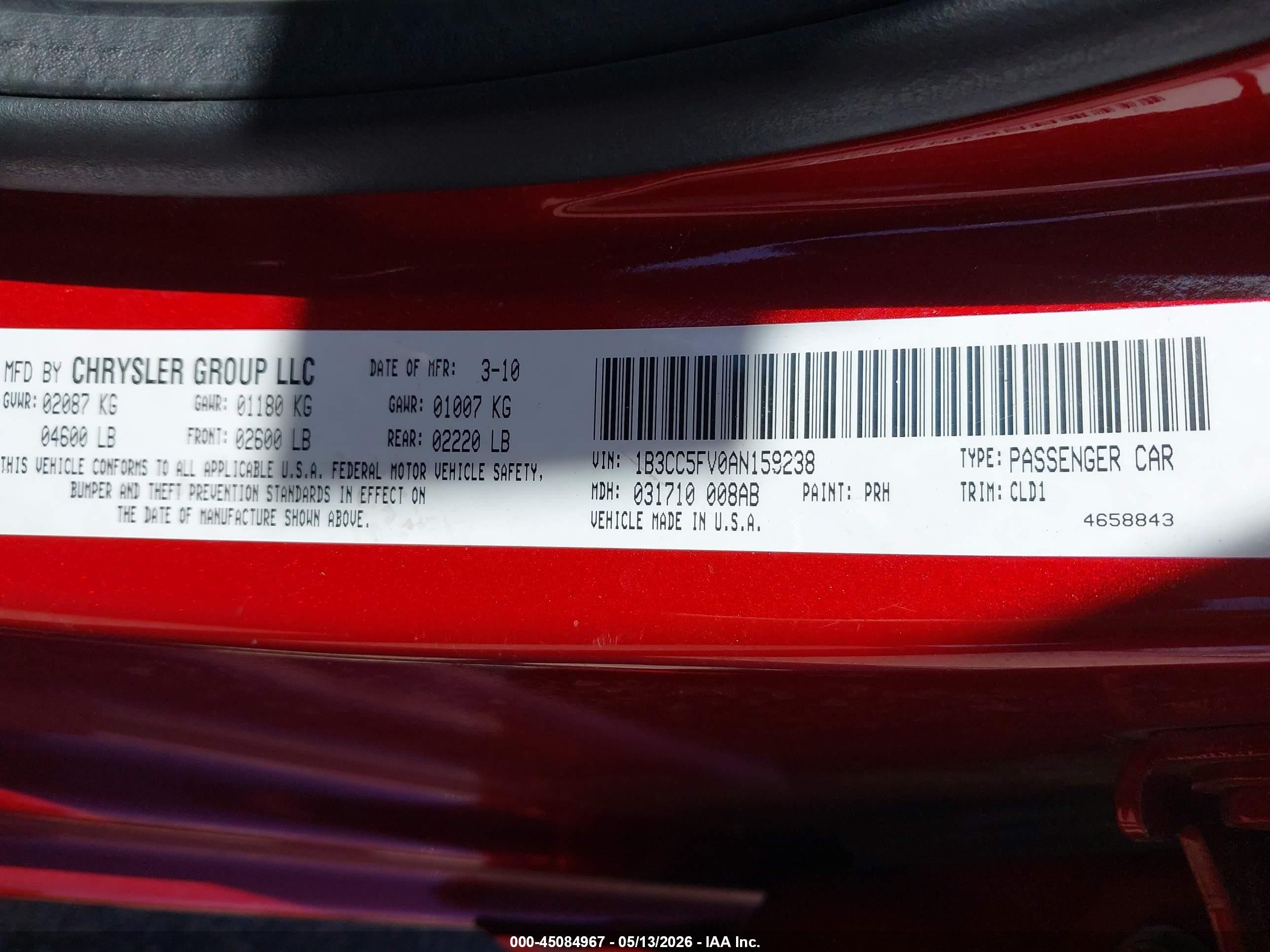 2010 Dodge Avenger R/t Red vin: 1B3CC5FV0AN159238