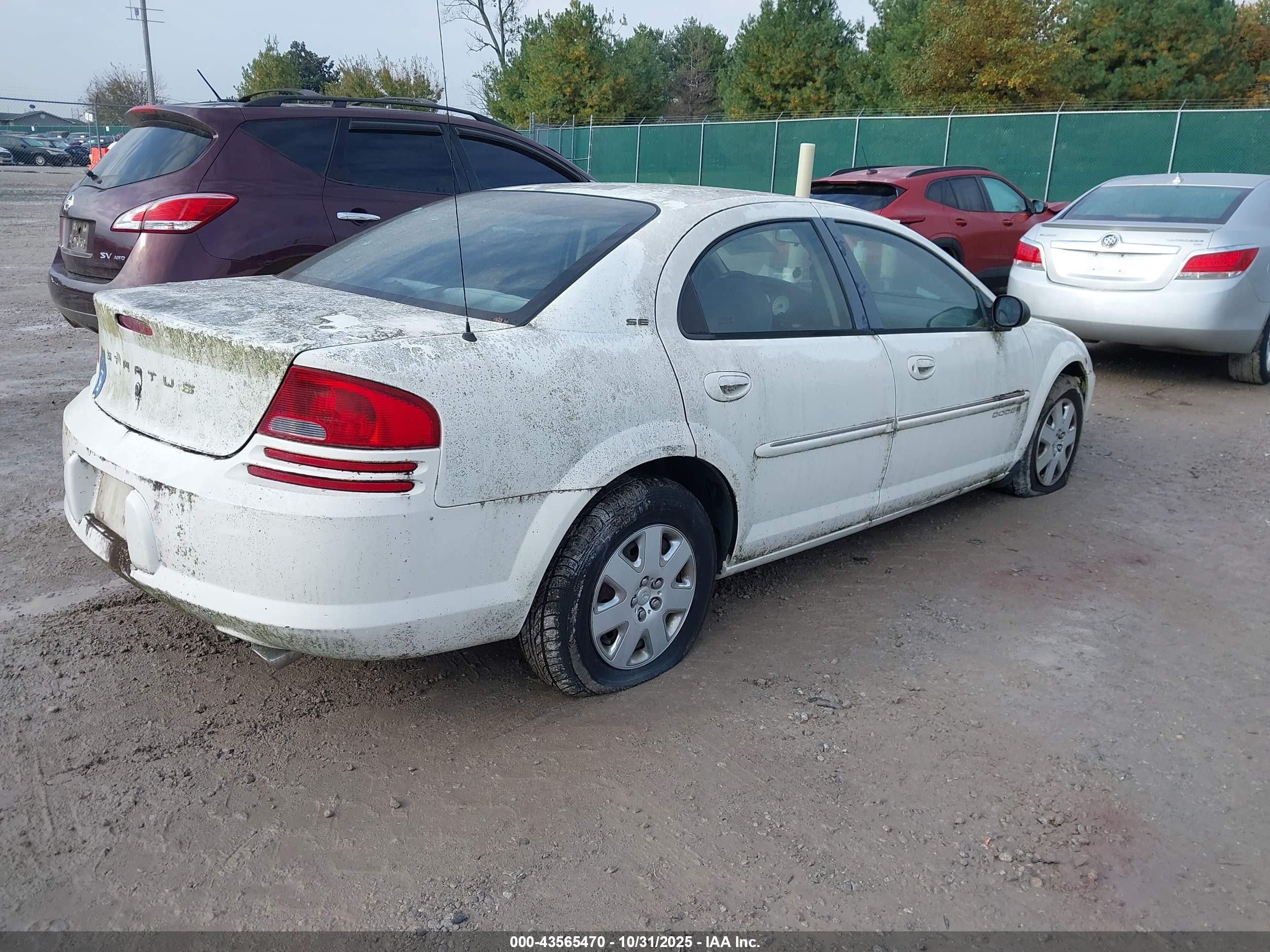2001 Dodge Stratus Se White vin: 1B3EJ46U71N508234