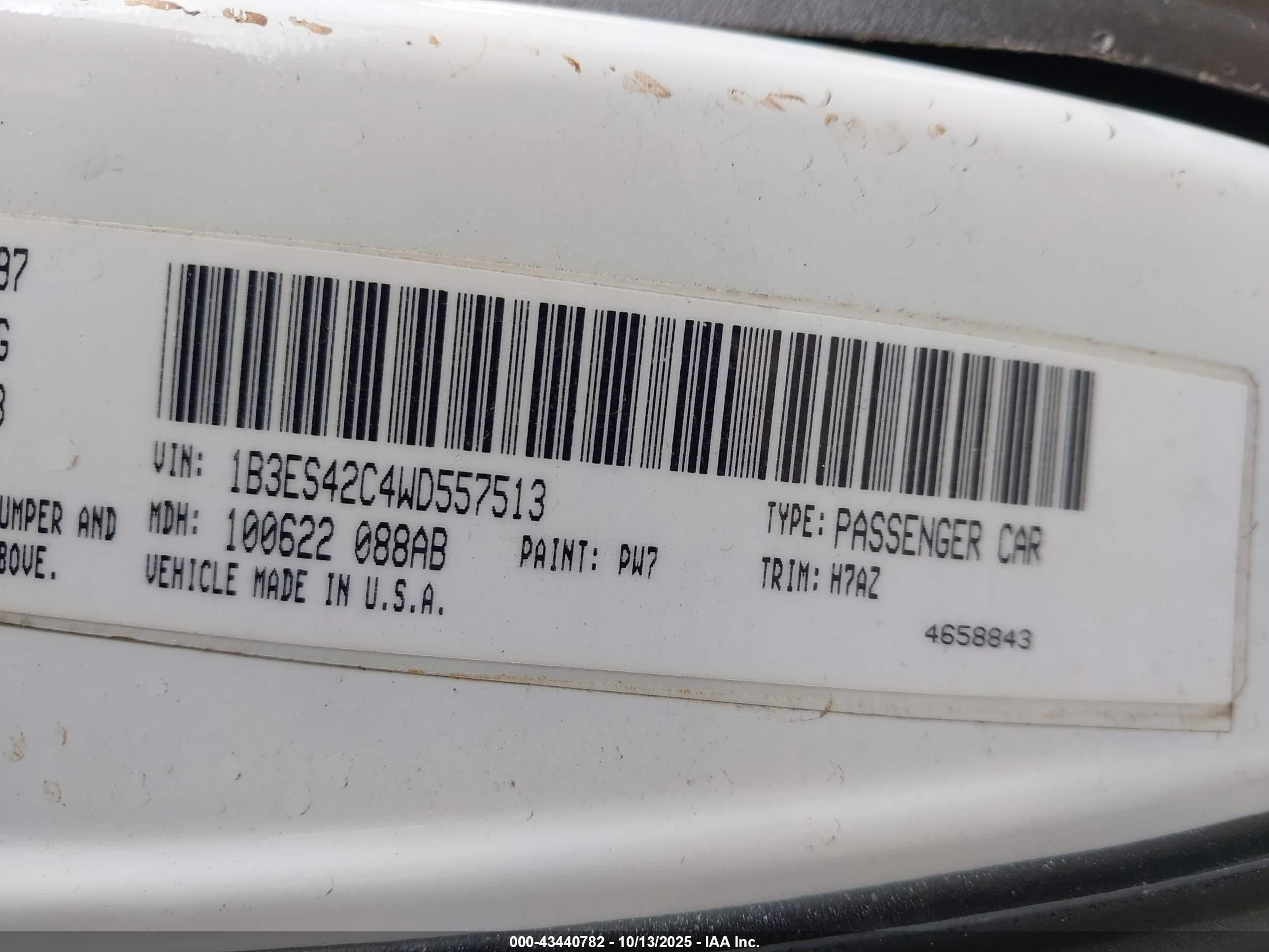 1998 Dodge Neon Competition/highline White vin: 1B3ES42C4WD557513