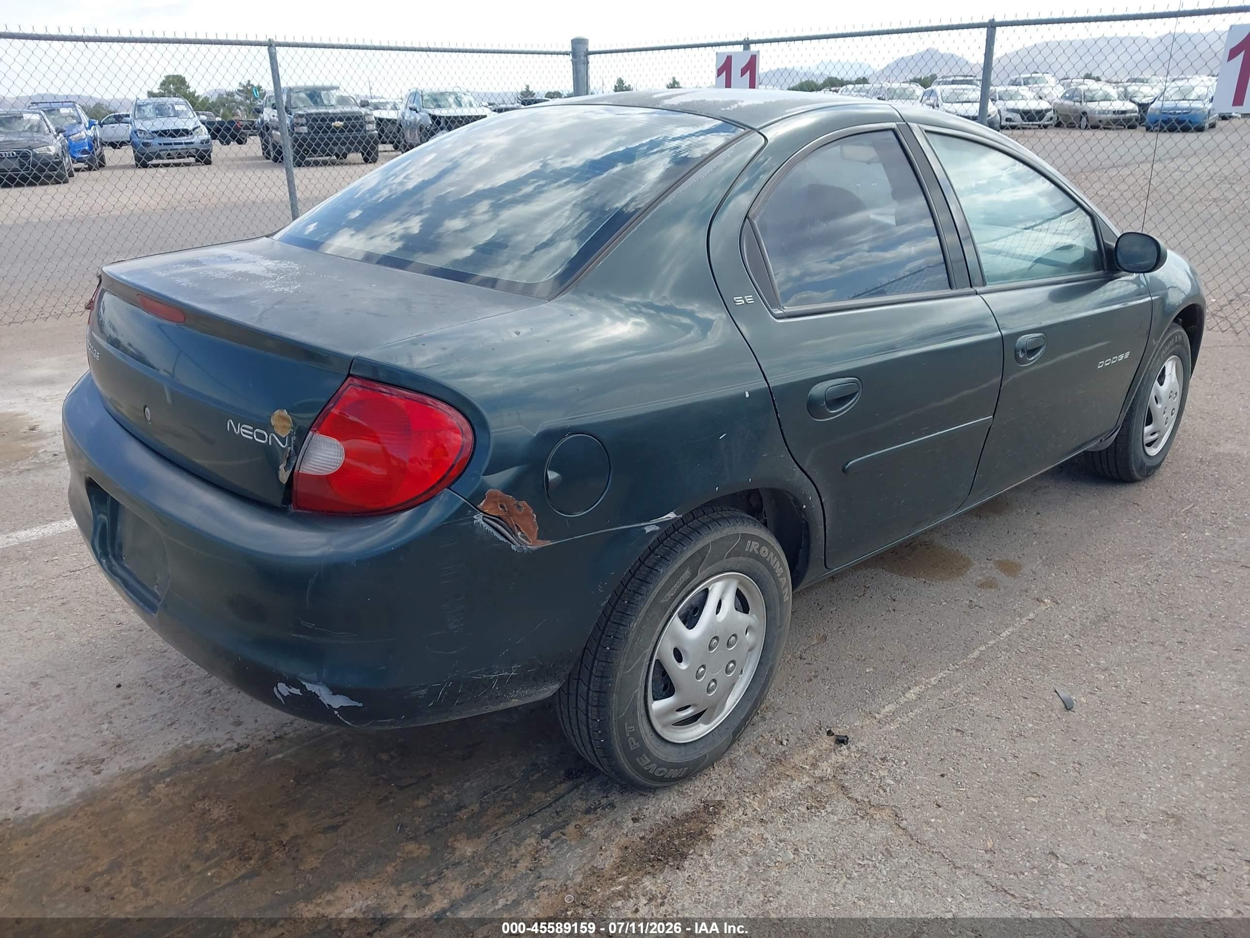 2001 Dodge Neon Se Green vin: 1B3ES46C51D195789