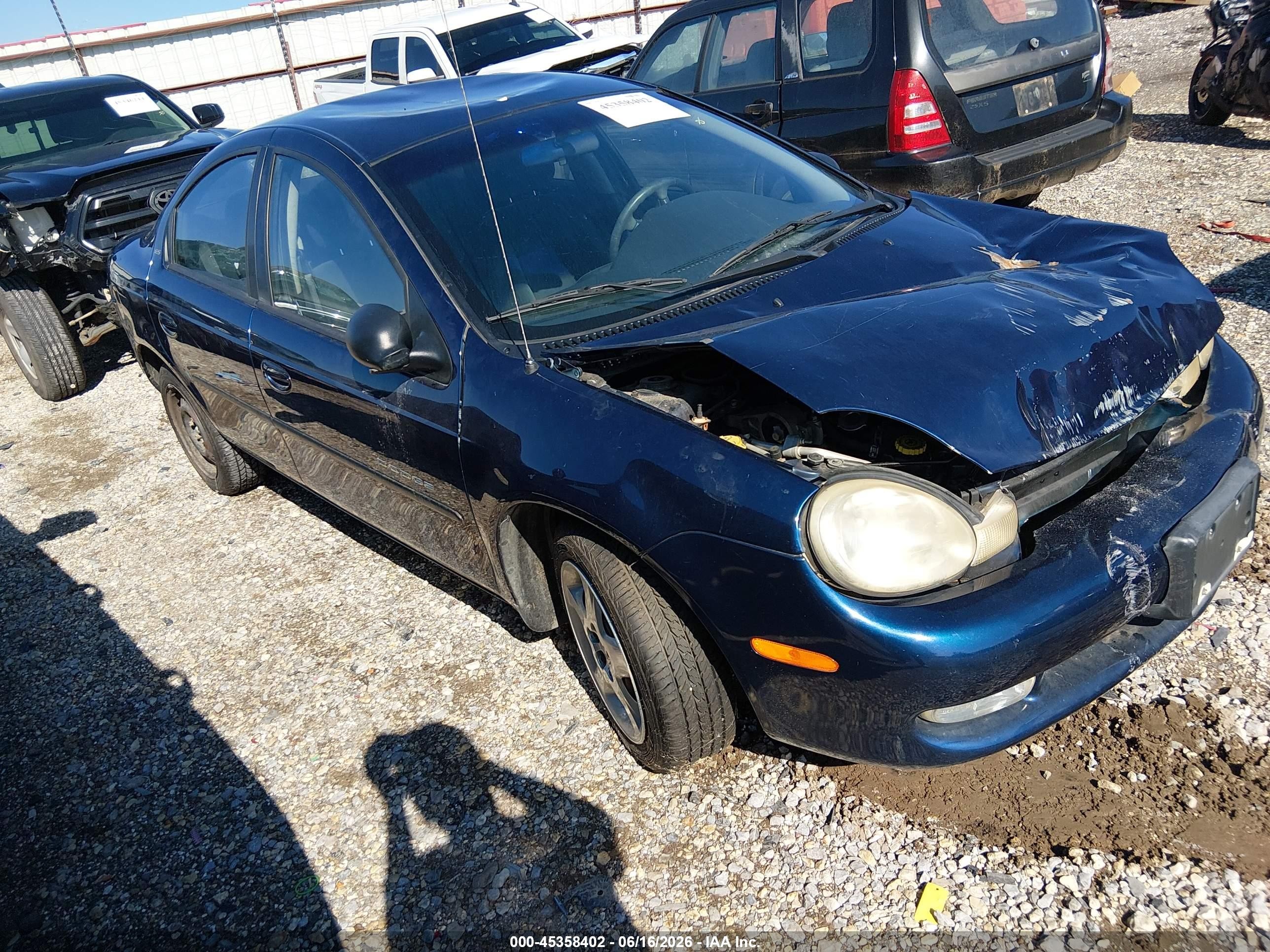 2001 Dodge Neon Se Blue vin: 1B3ES46C71D158243