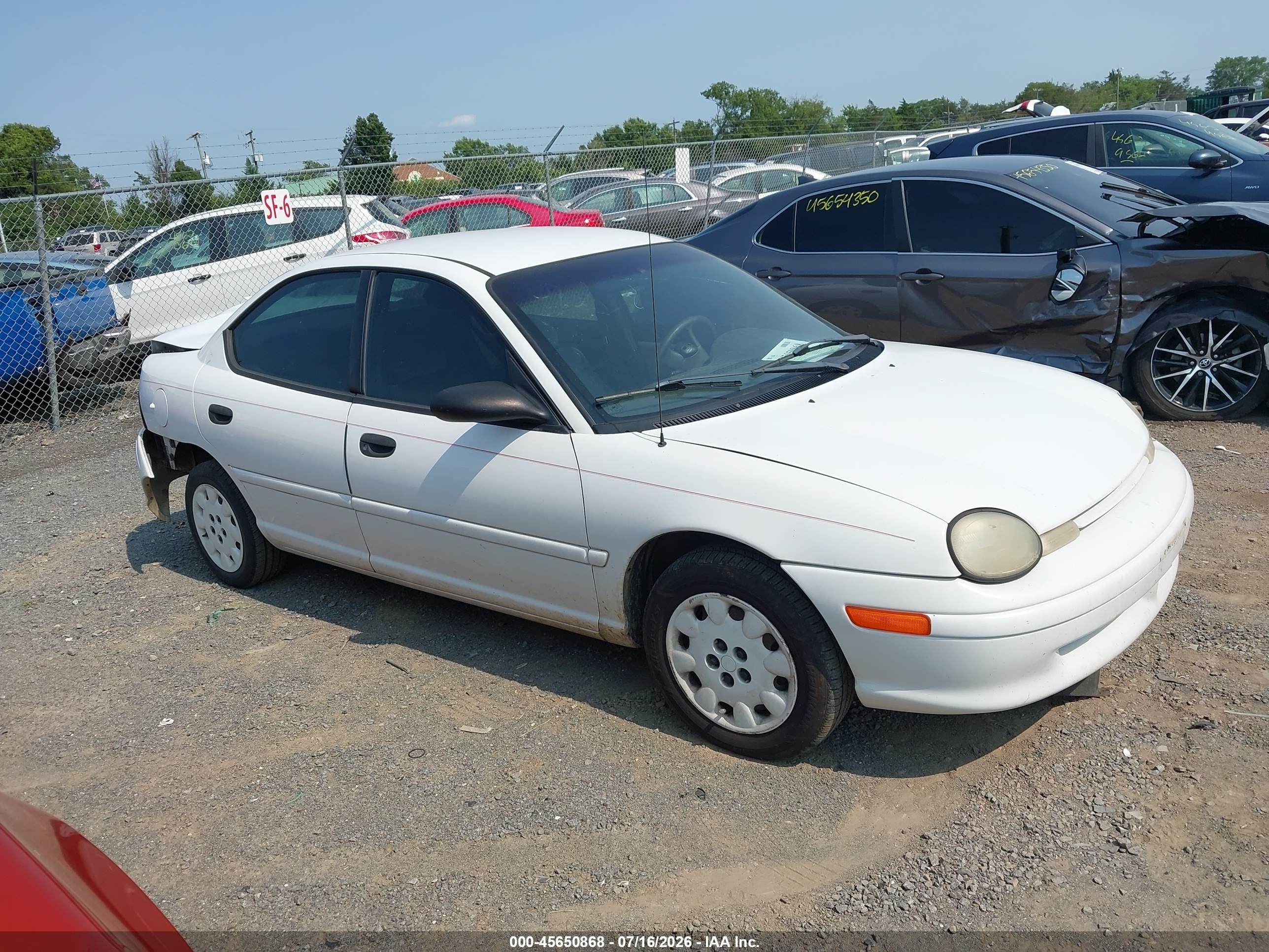 1998 Dodge Neon Competition/highline White vin: 1B3ES47C1WD557476