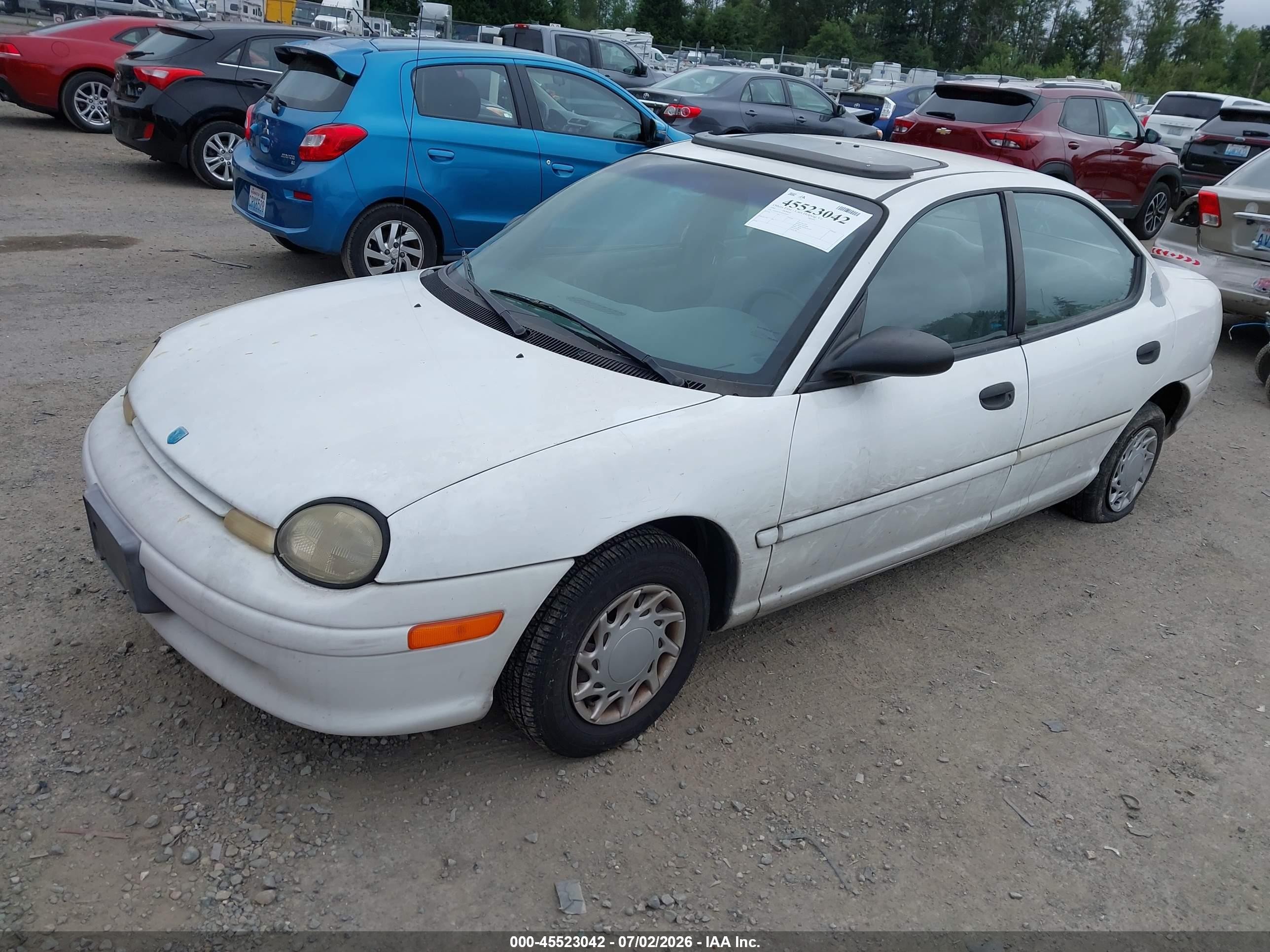 1995 Dodge Neon Highline White vin: 1B3ES47C9SD559647
