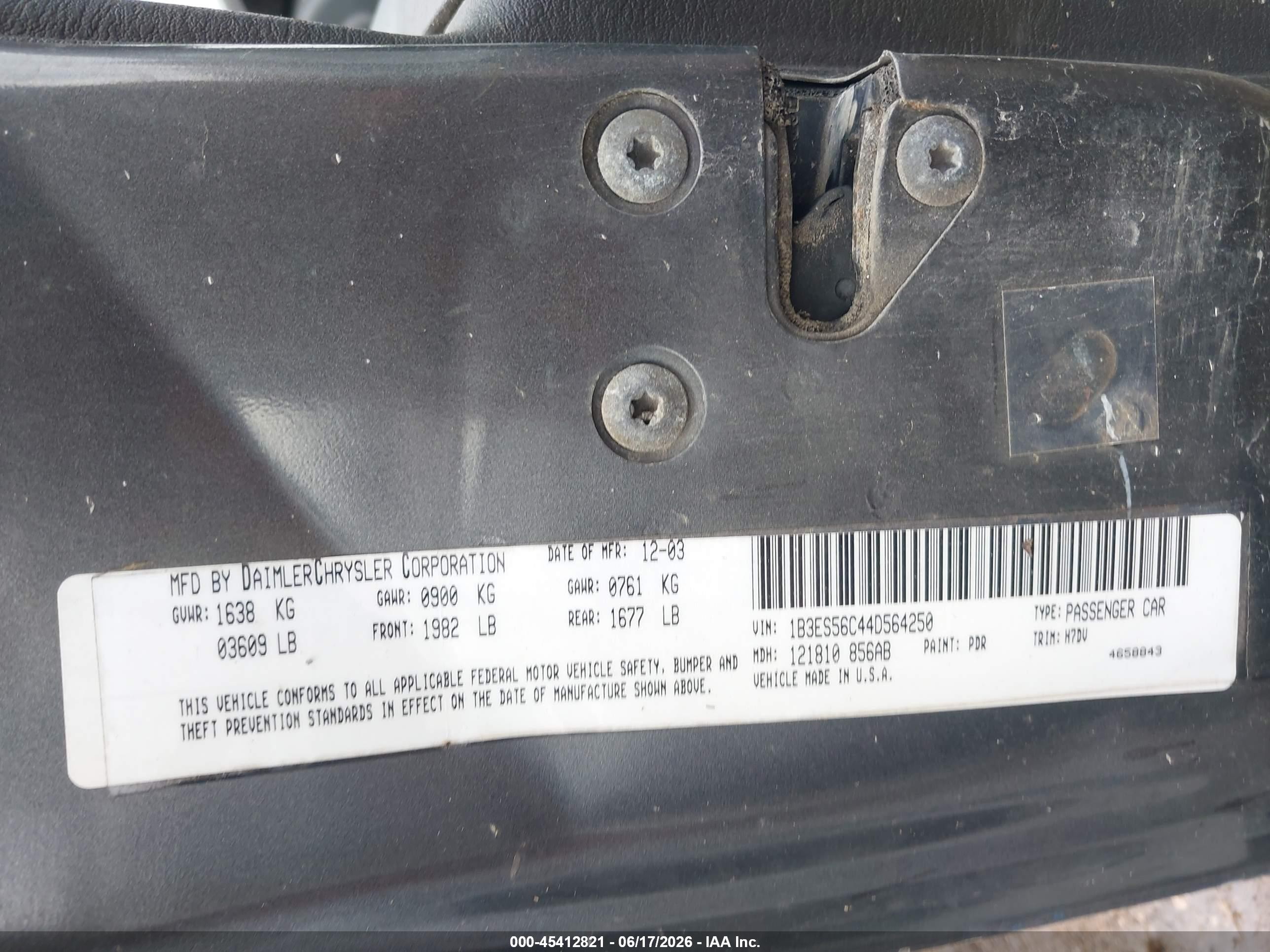 2004 Dodge Neon Sxt Gray vin: 1B3ES56C44D564250
