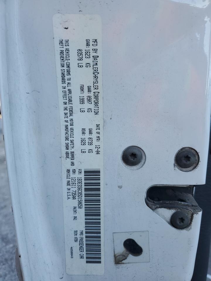 2005 Dodge Neon Sxt White vin: 1B3ES56C85D150650