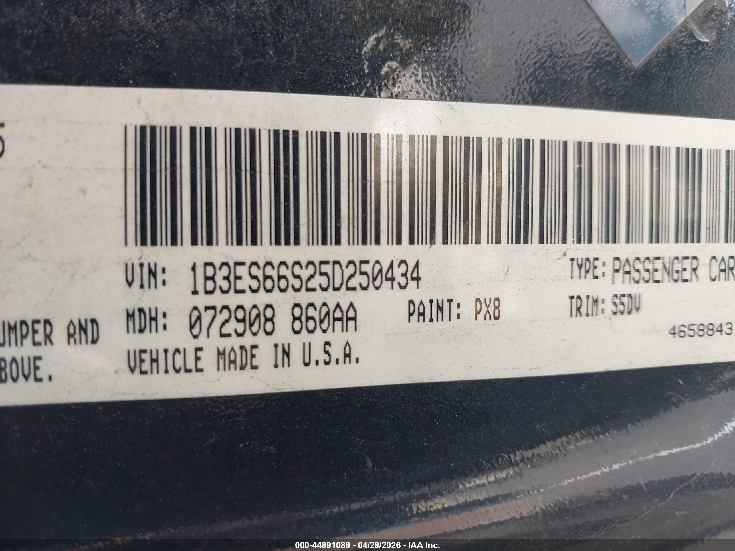 2005 Dodge Srt4   Black vin: 1B3ES66S25D250434