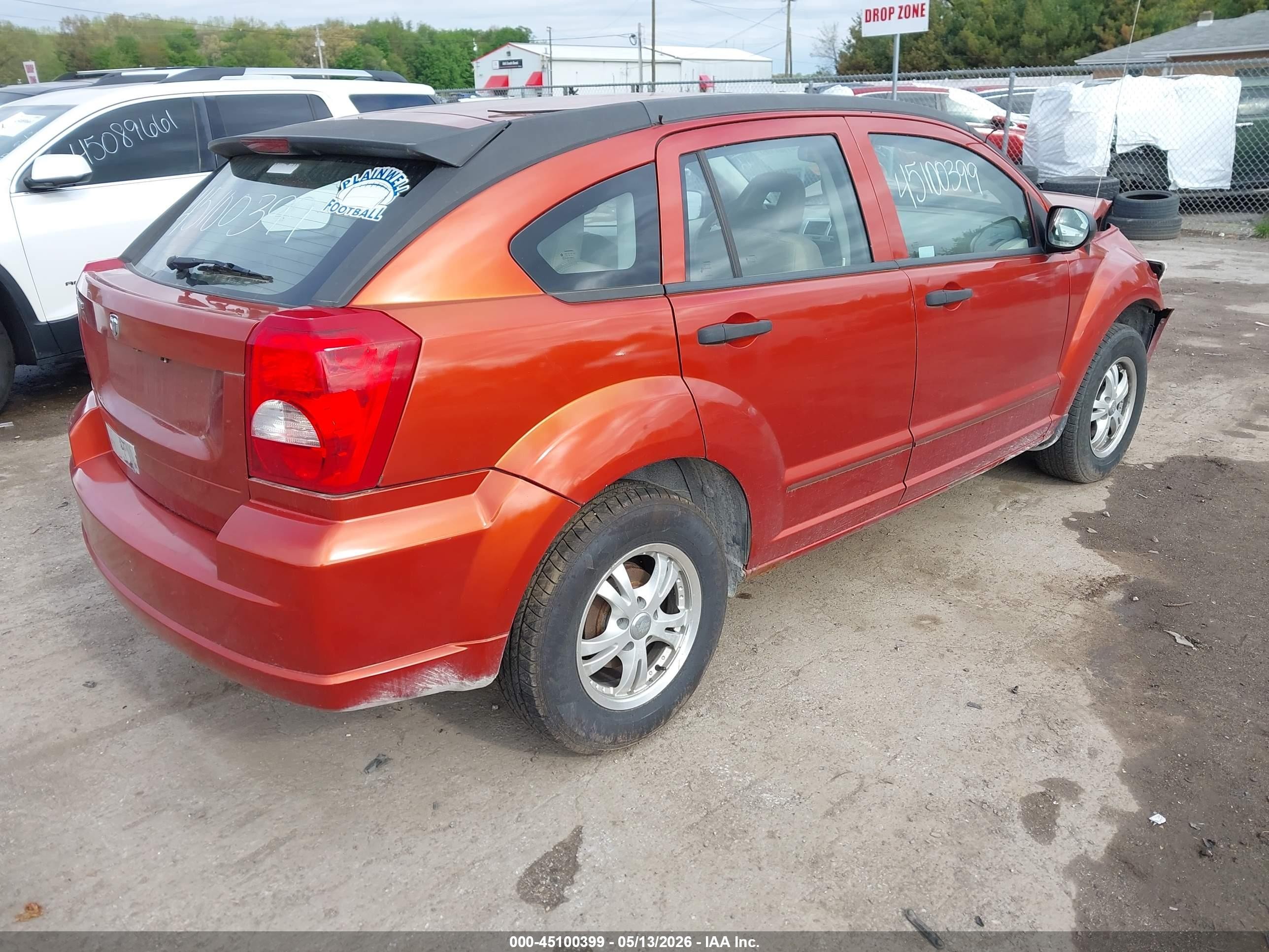 2007 Dodge Caliber   Orange vin: 1B3HB28B07D177697