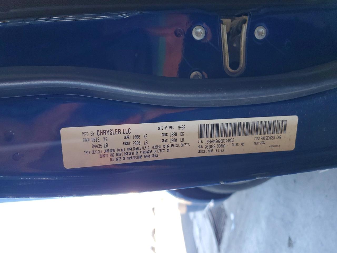 2009 Dodge Caliber Sxt Blue vin: 1B3HB48A09D144852