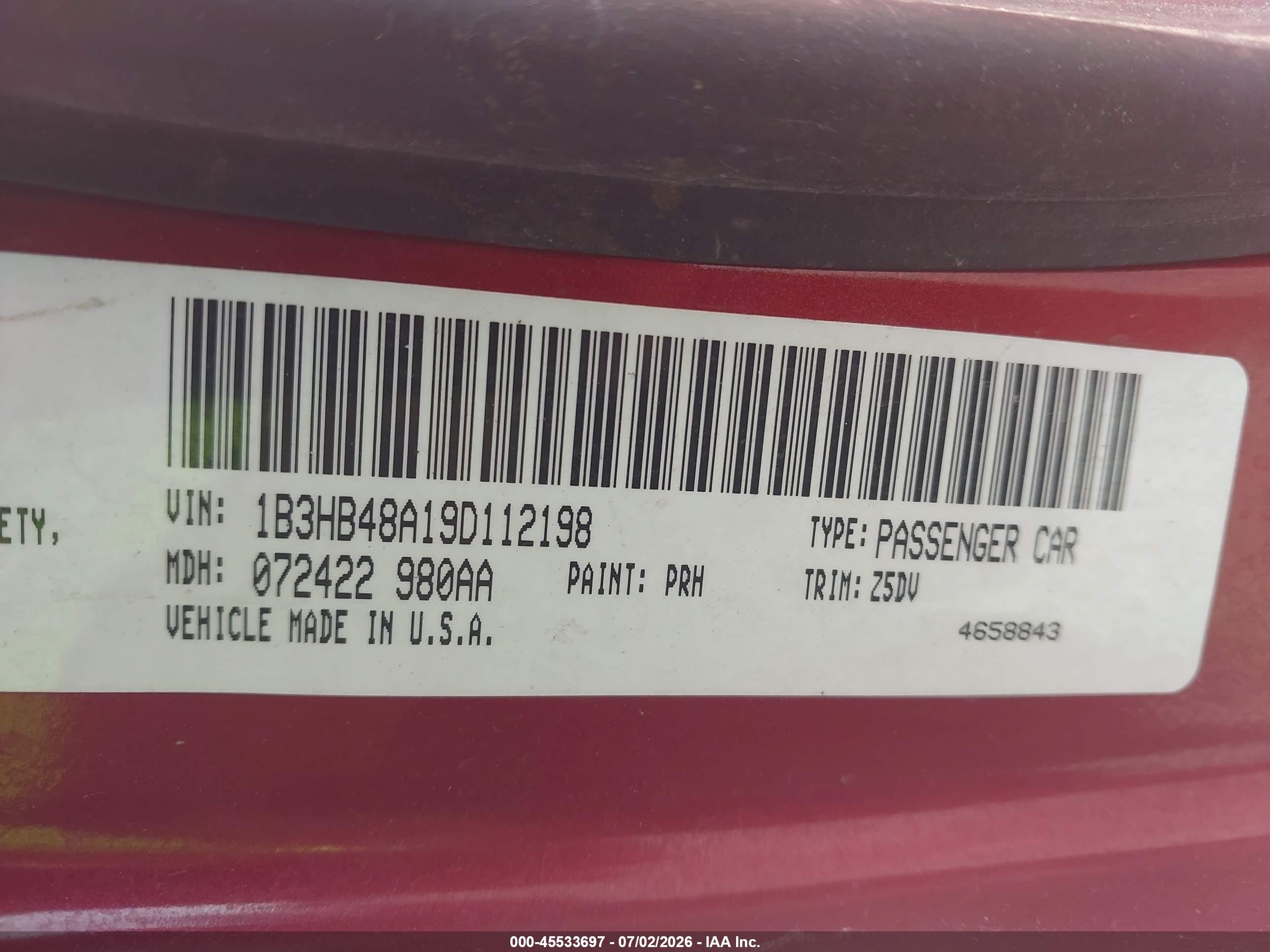 2009 Dodge Caliber Sxt Red vin: 1B3HB48A19D112198