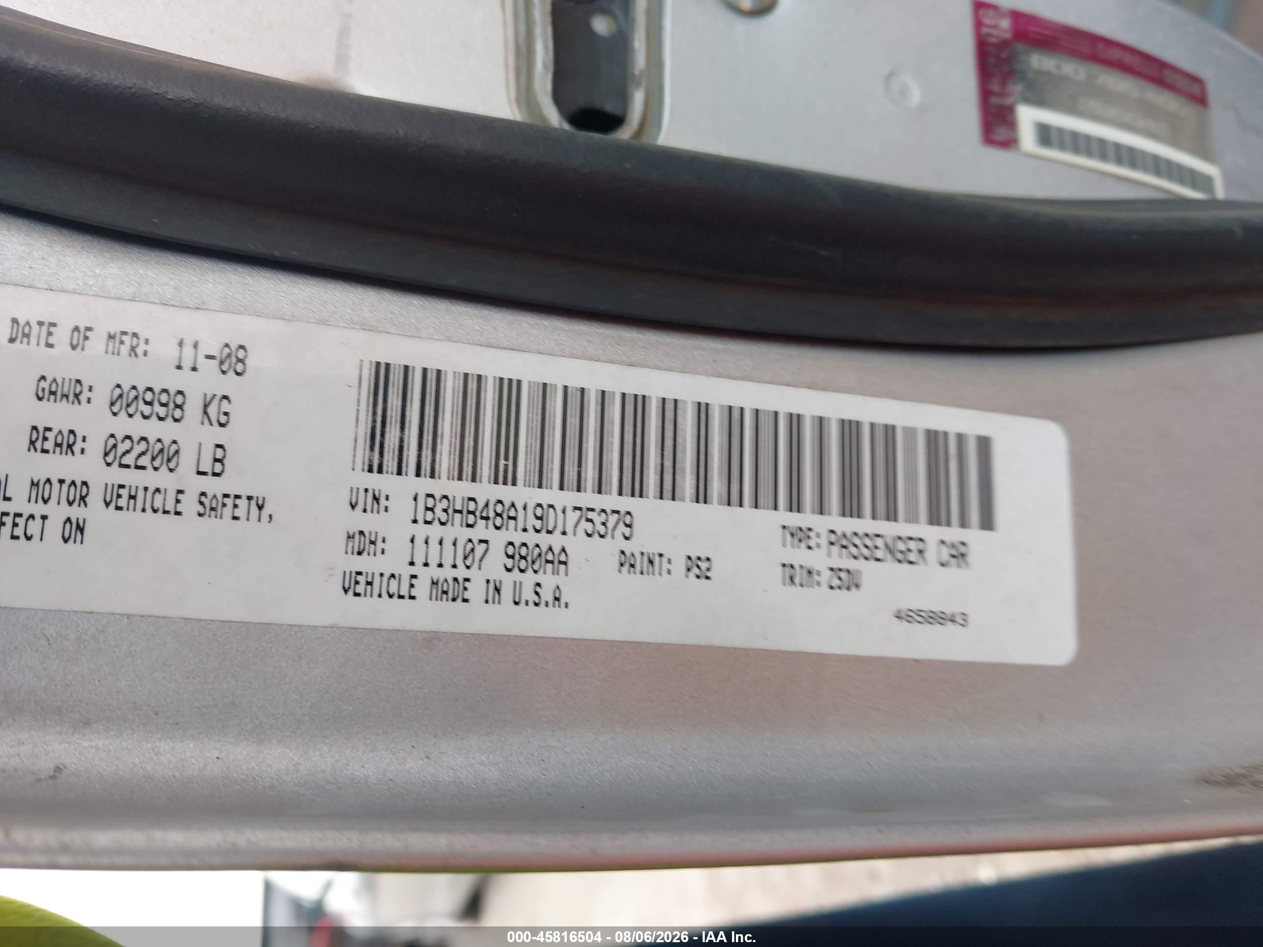 2009 Dodge Caliber Sxt Silver vin: 1B3HB48A19D175379