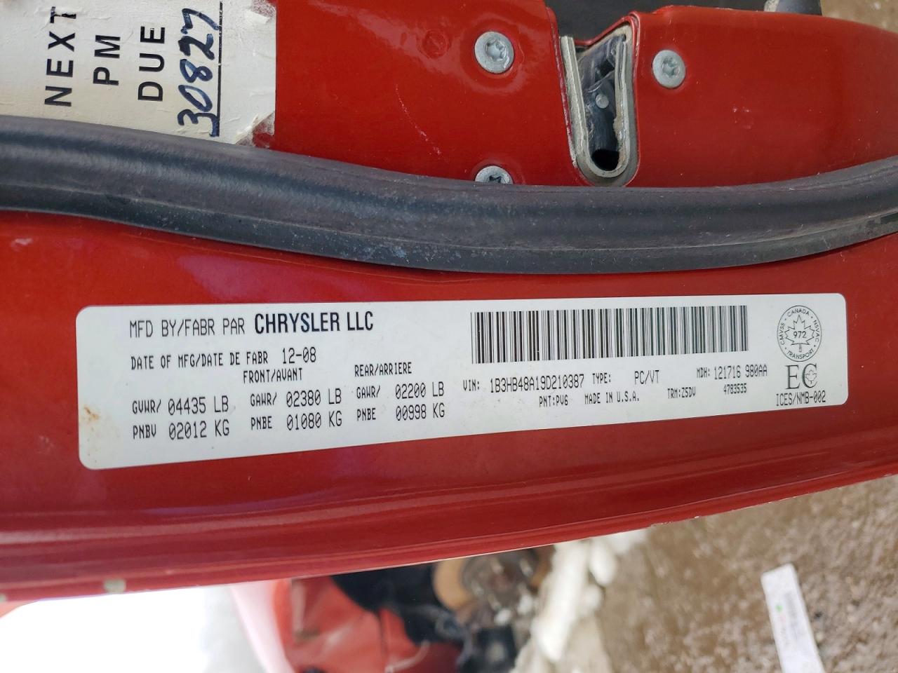 2009 Dodge Caliber Sxt Red vin: 1B3HB48A19D210387
