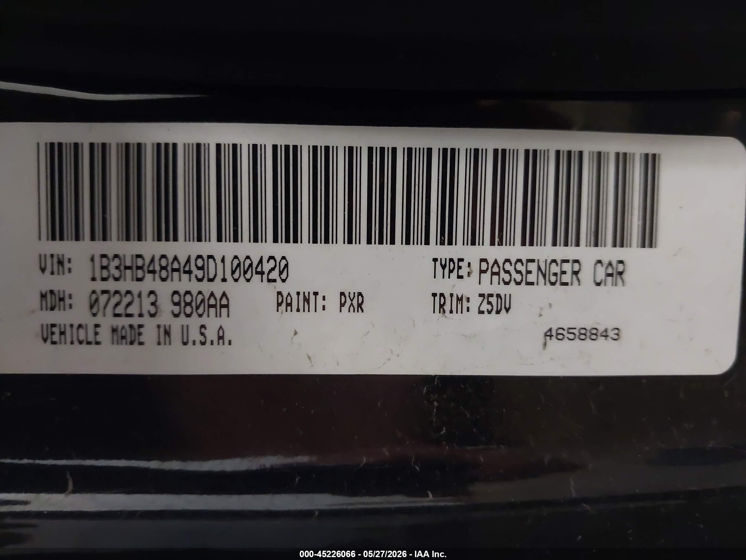 2009 Dodge Caliber Sxt Black vin: 1B3HB48A49D100420