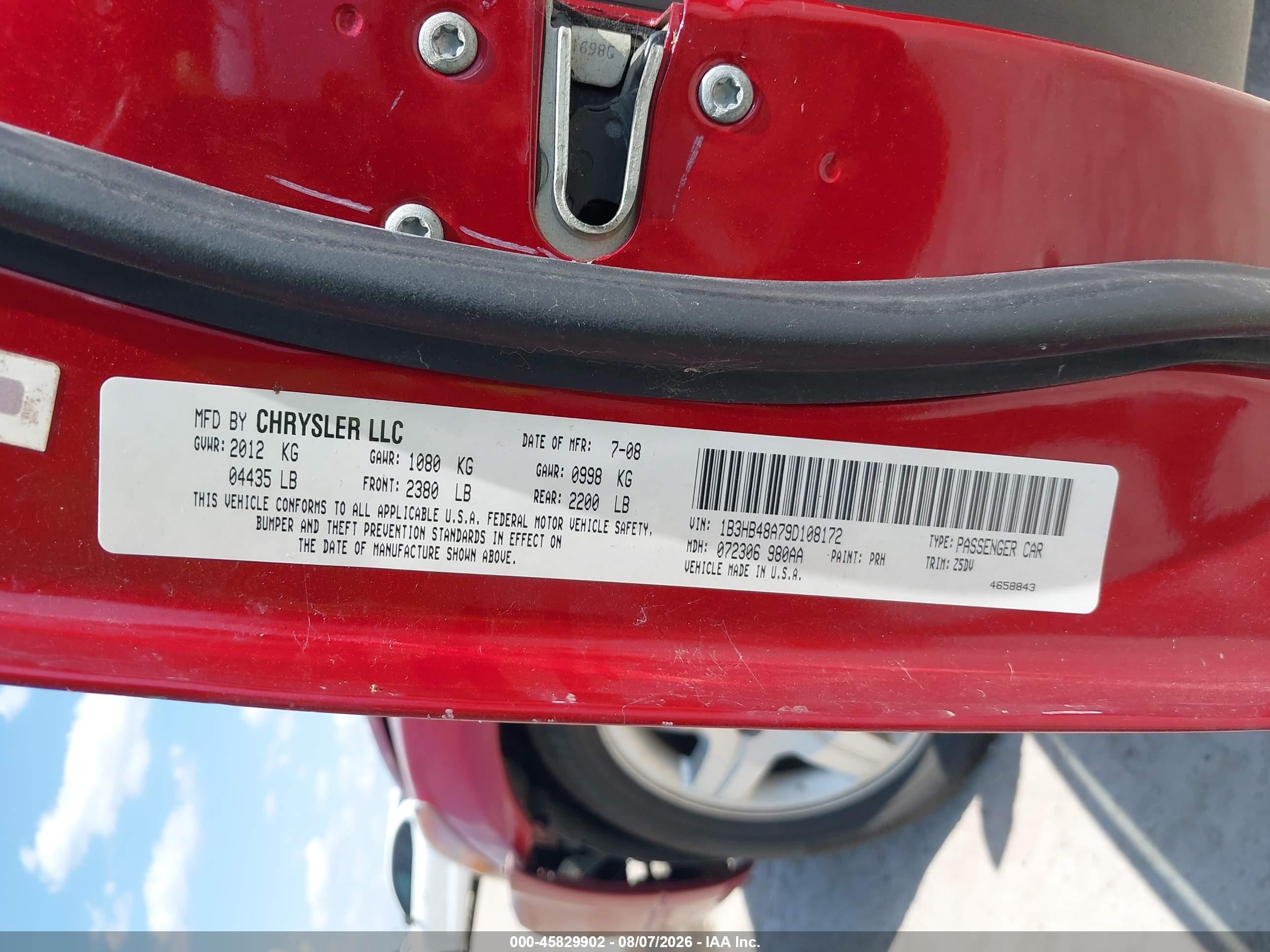 2009 Dodge Caliber Sxt Red vin: 1B3HB48A79D108172