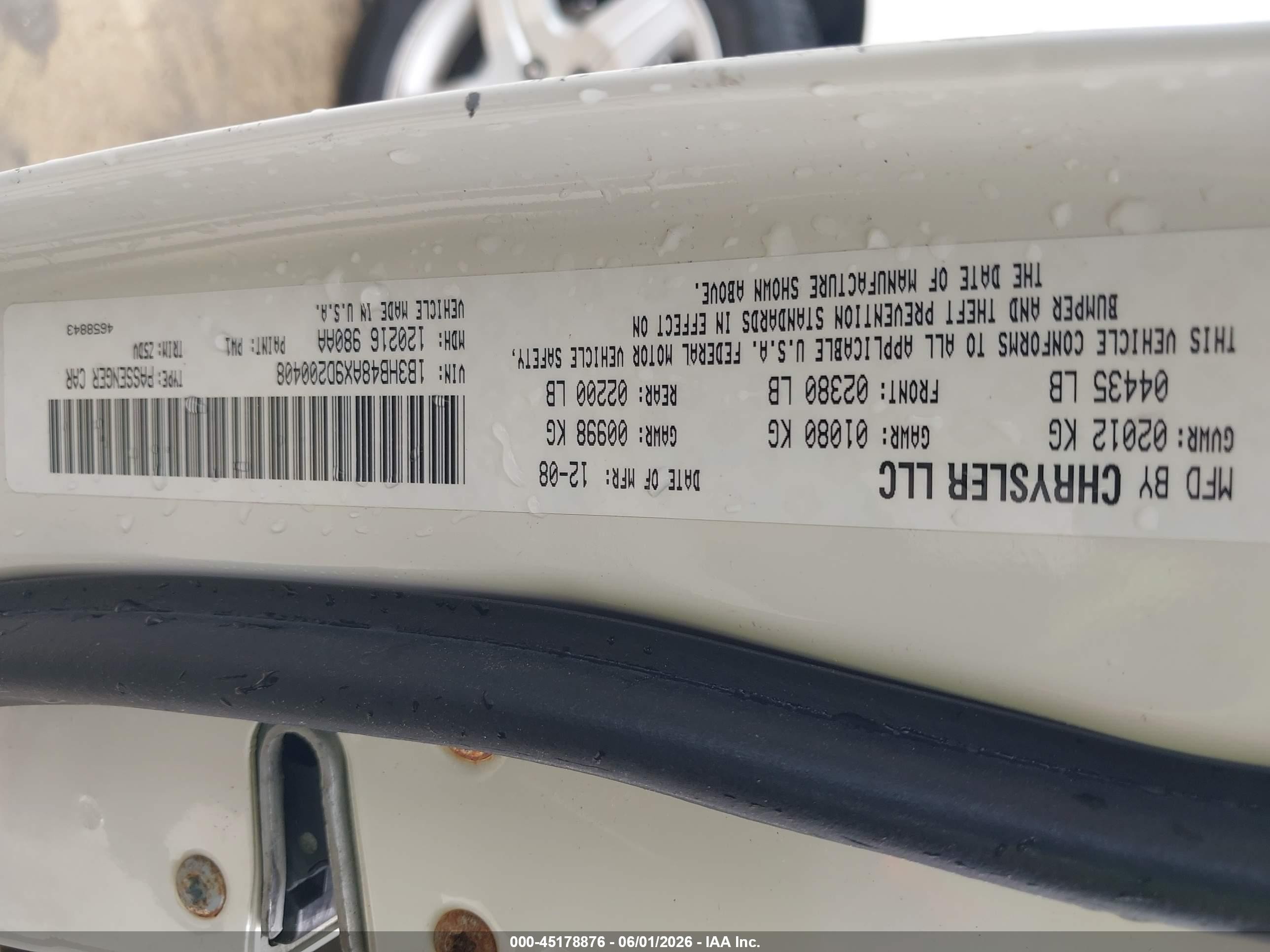 2009 Dodge Caliber Sxt White vin: 1B3HB48AX9D200408