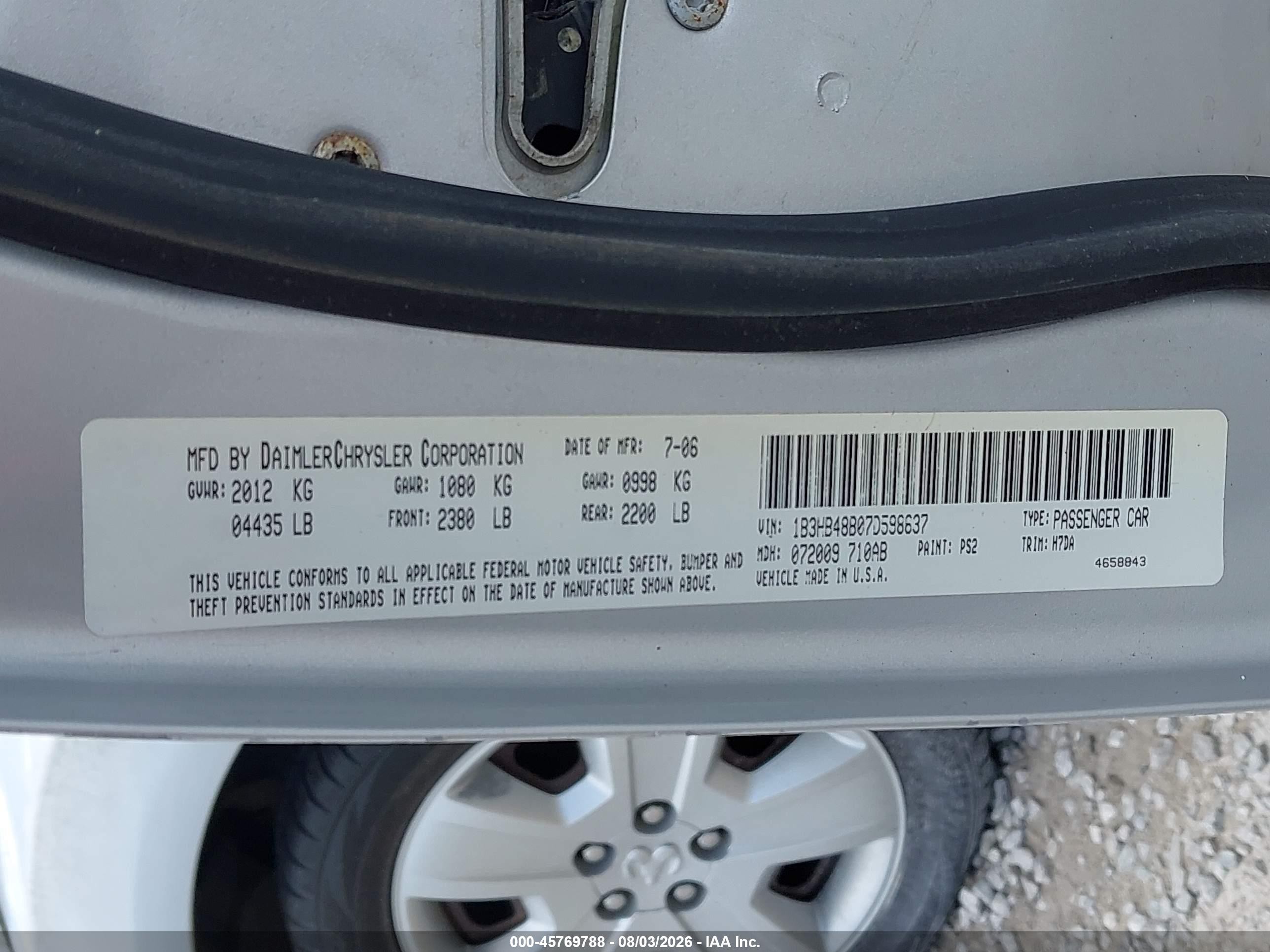 2007 Dodge Caliber Sxt Silver vin: 1B3HB48B07D598637
