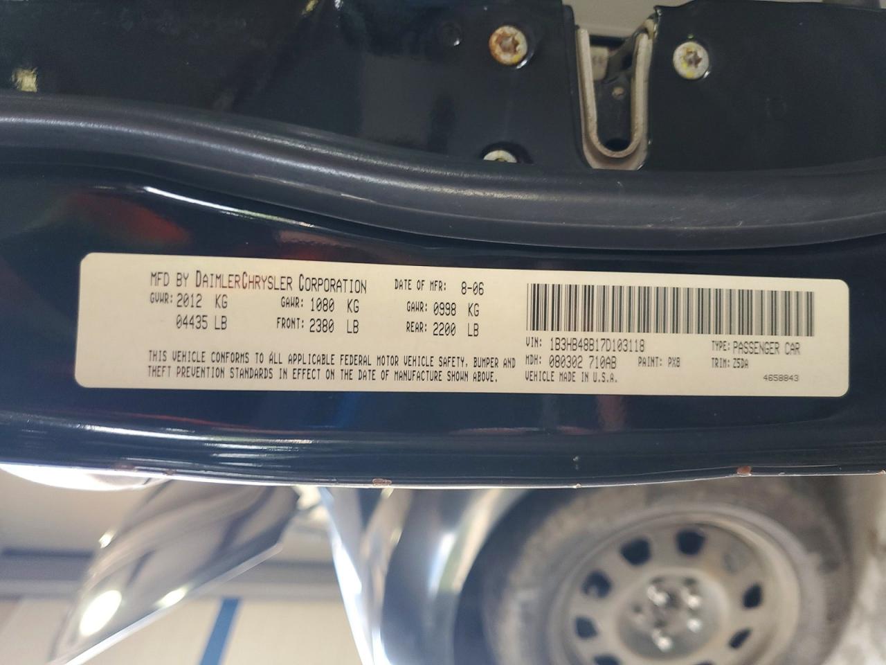 2007 Dodge Caliber Sxt Black vin: 1B3HB48B17D103118